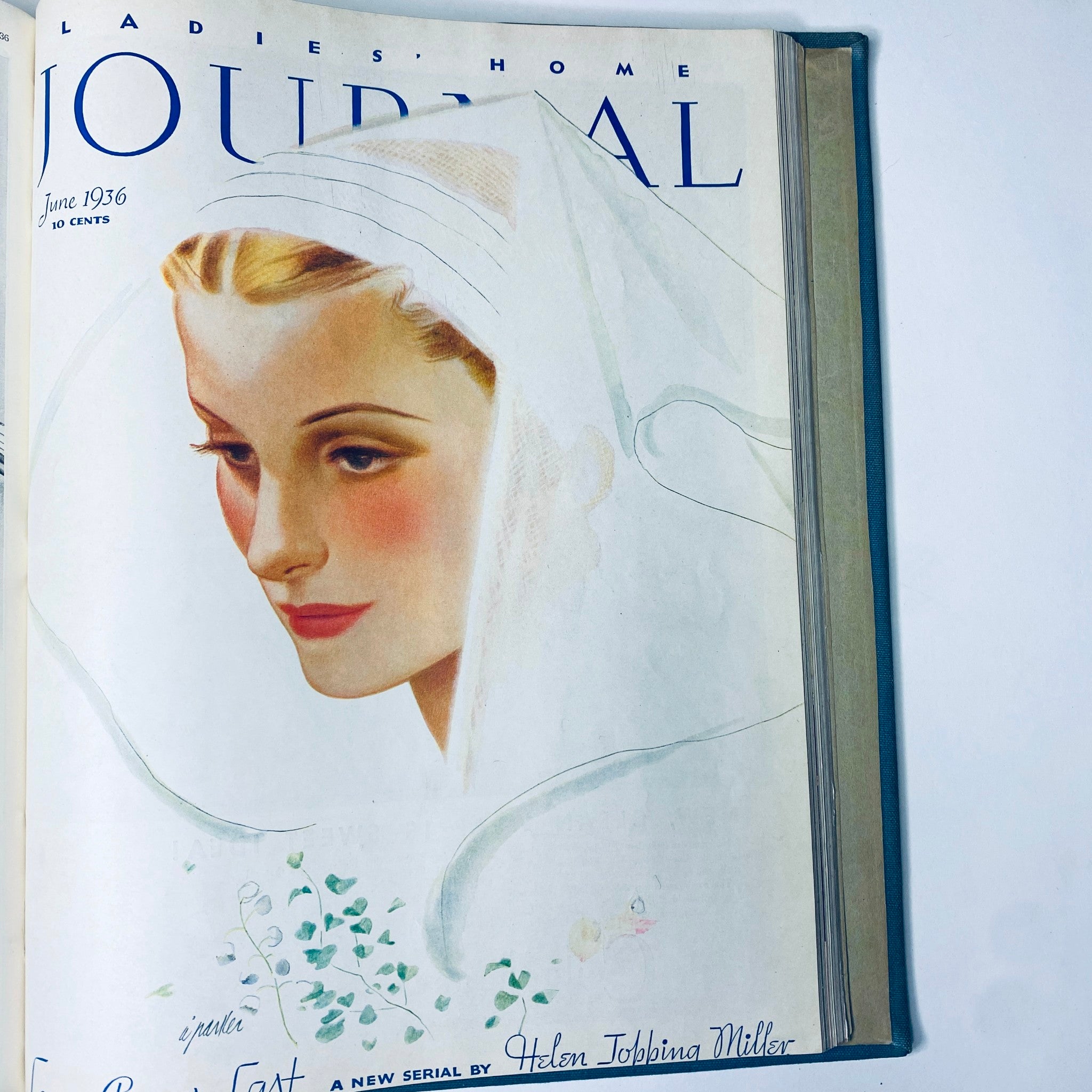 Cover of Ladies' Home Journal magazine from June 1936, featuring a woman with blonde hair, wearing a veil, and showcasing vintage art style.
