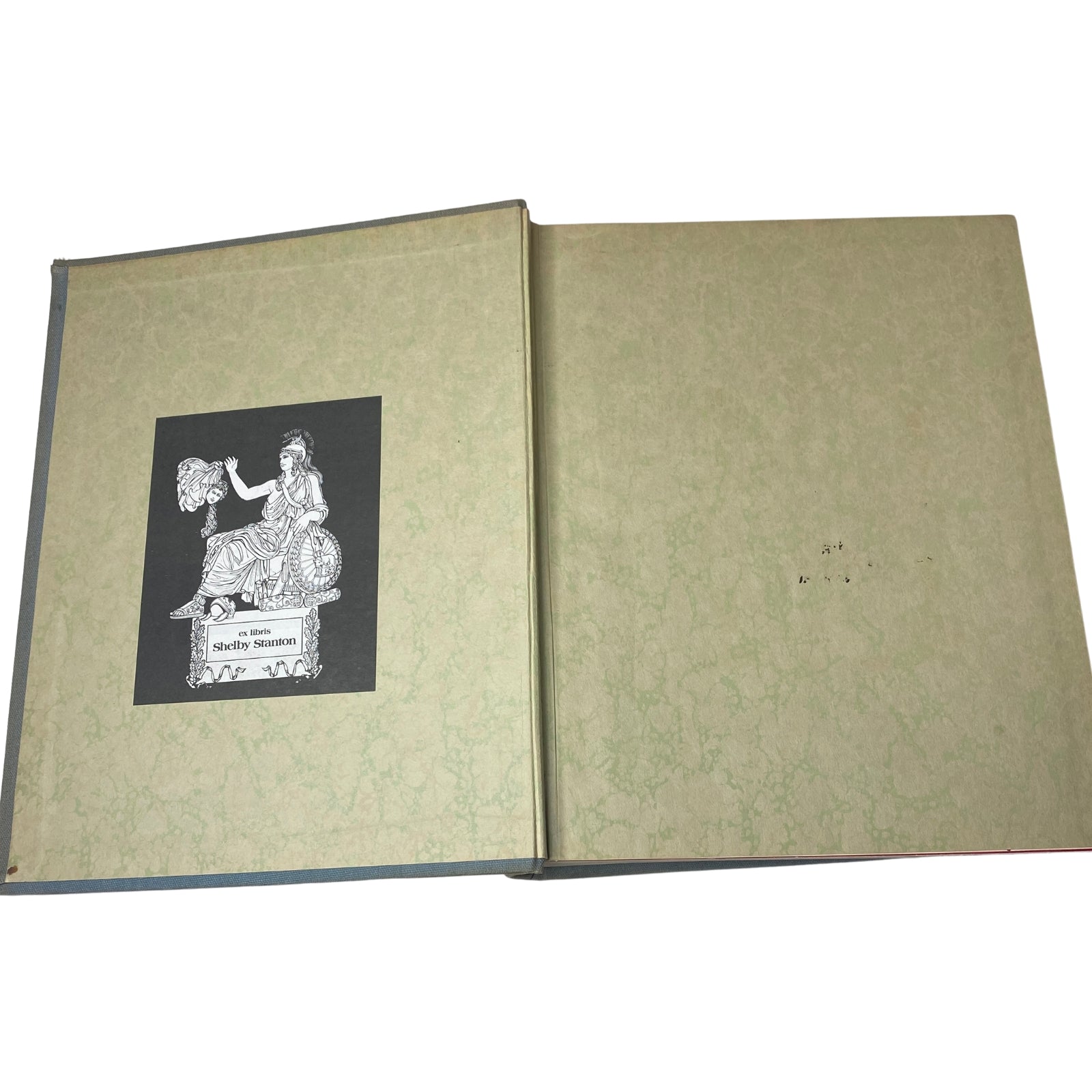Inside view of the Ladies' Home Journal Library Bound Magazine 1941 revealing the endpapers with a bookplate.