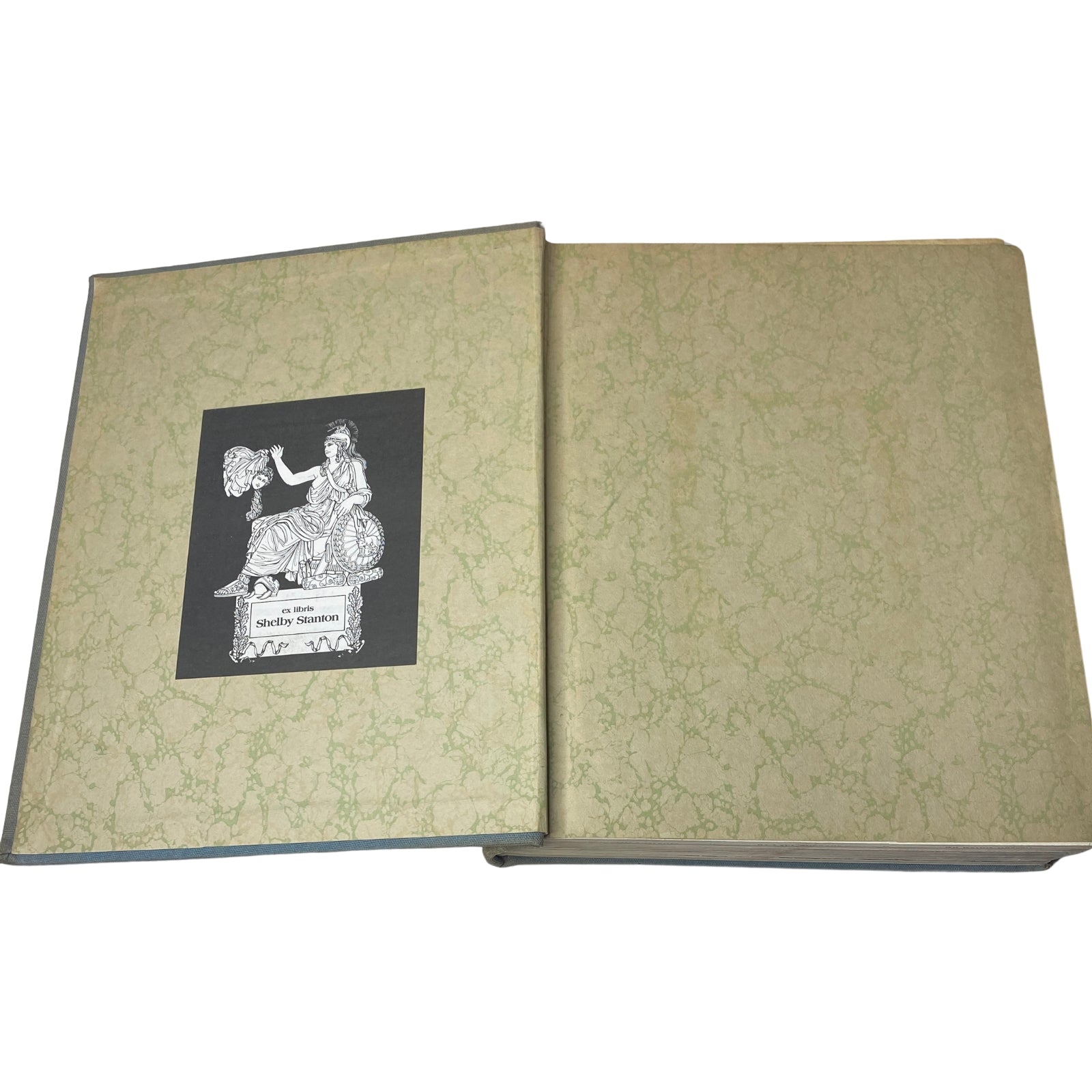 Ladies' Home Journal Library Bound Magazine 1942, image of the inside cover revealing the decorative endpaper with a dedication label.
