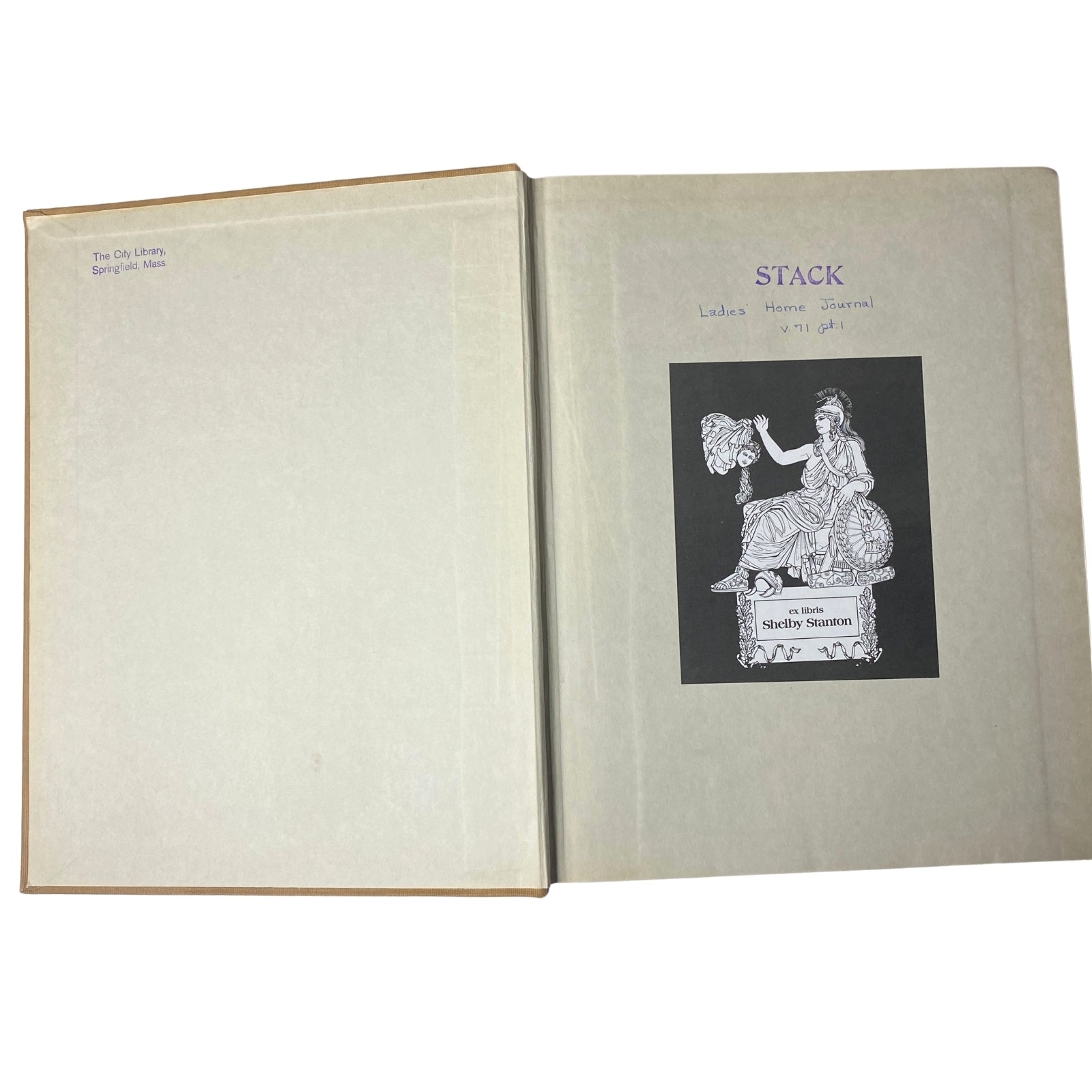 Ladies' Home Journal Bound Magazine 1954 - Inner cover page showing library sticker and binding details.