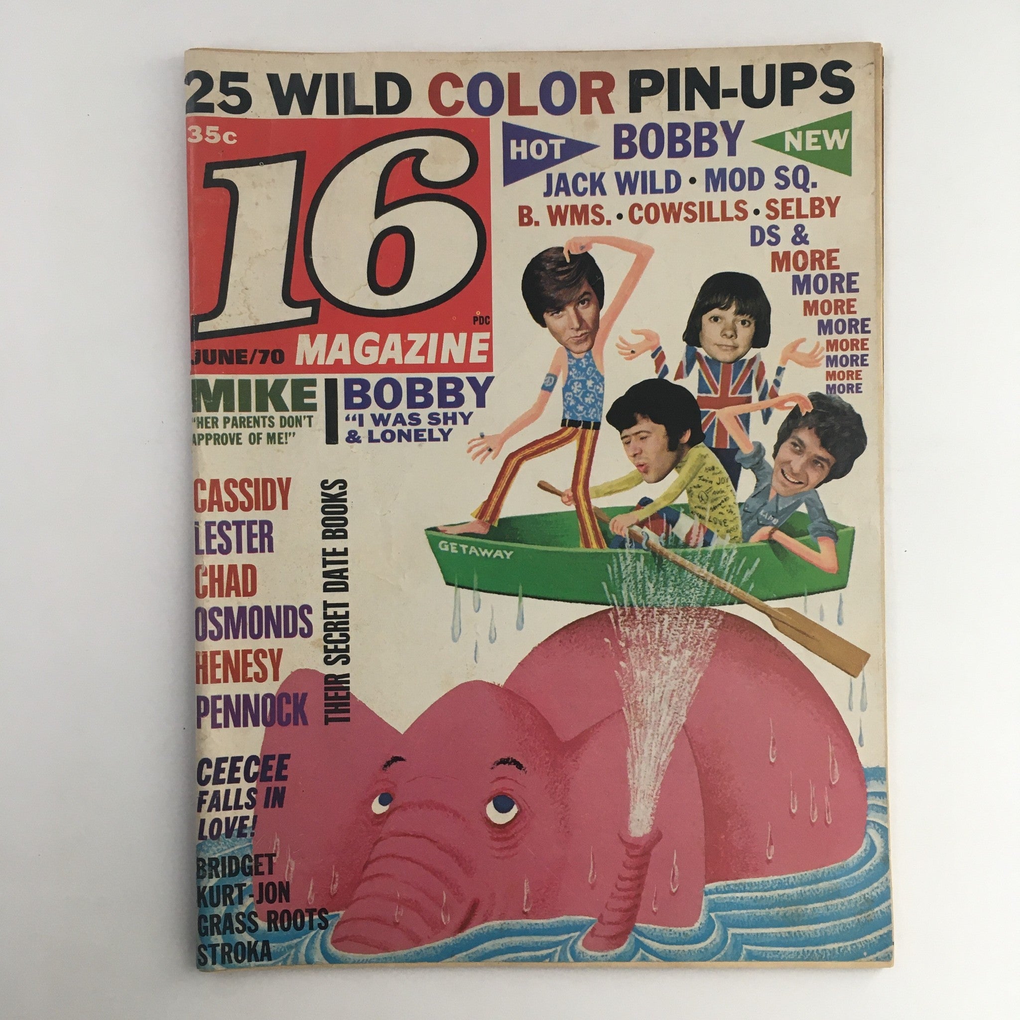 16 Magazine June 1970 Bobby Sherman, Jack Wild & Shaun Cassidy, No Label