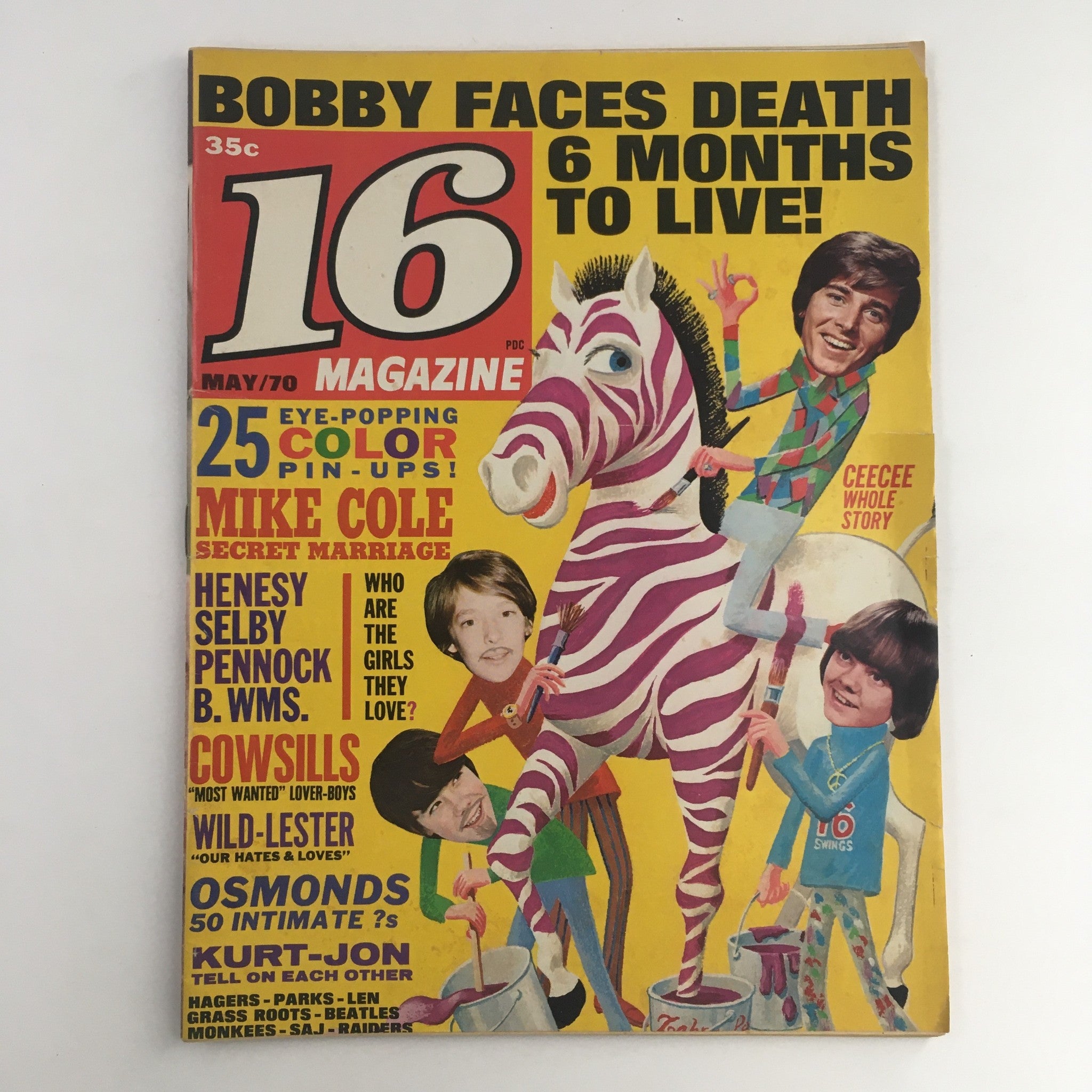 16 Magazine May 1970 Mike Cole, Bobby Sherman & David Henesy, No Label