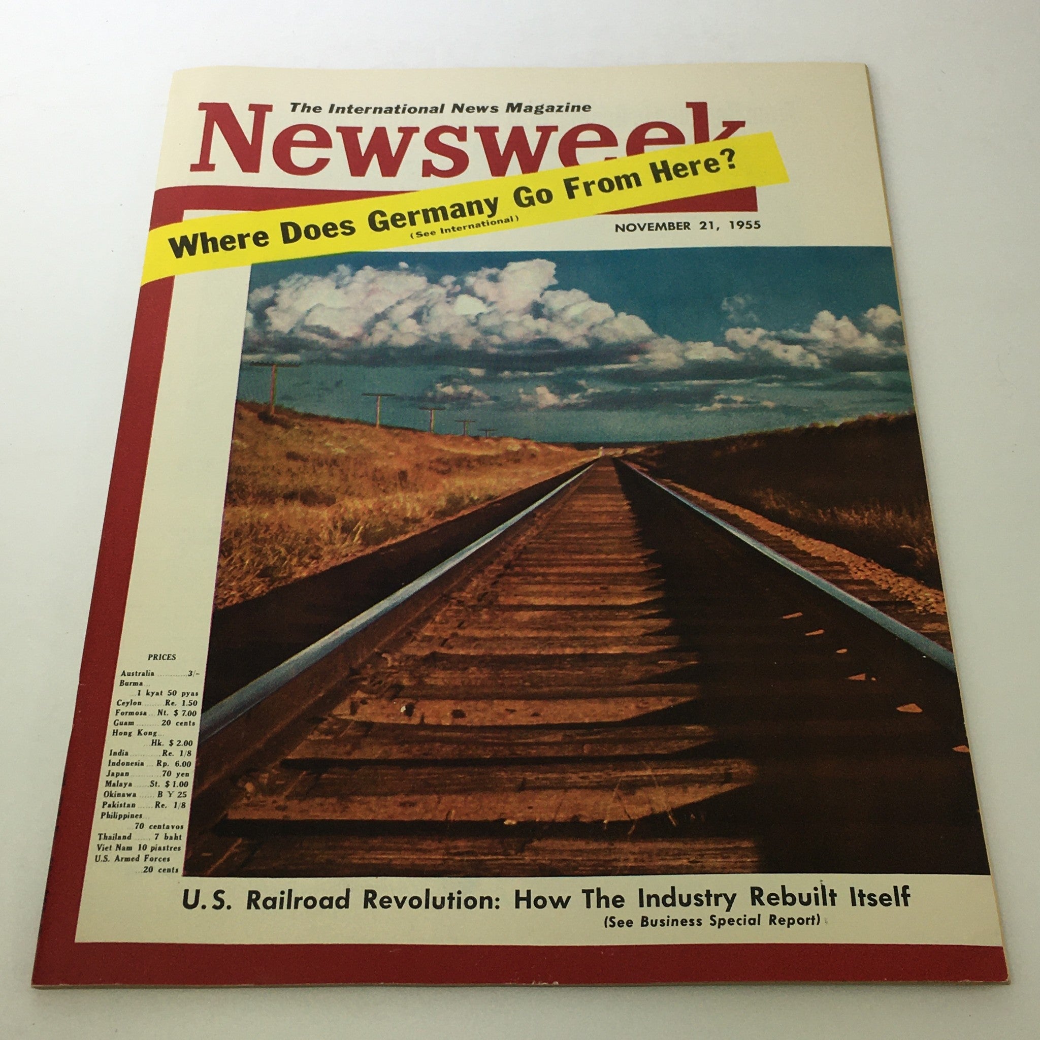 VTG Newsweek Magazine November 21 1955 - U.S. Railroad Revolution No Label