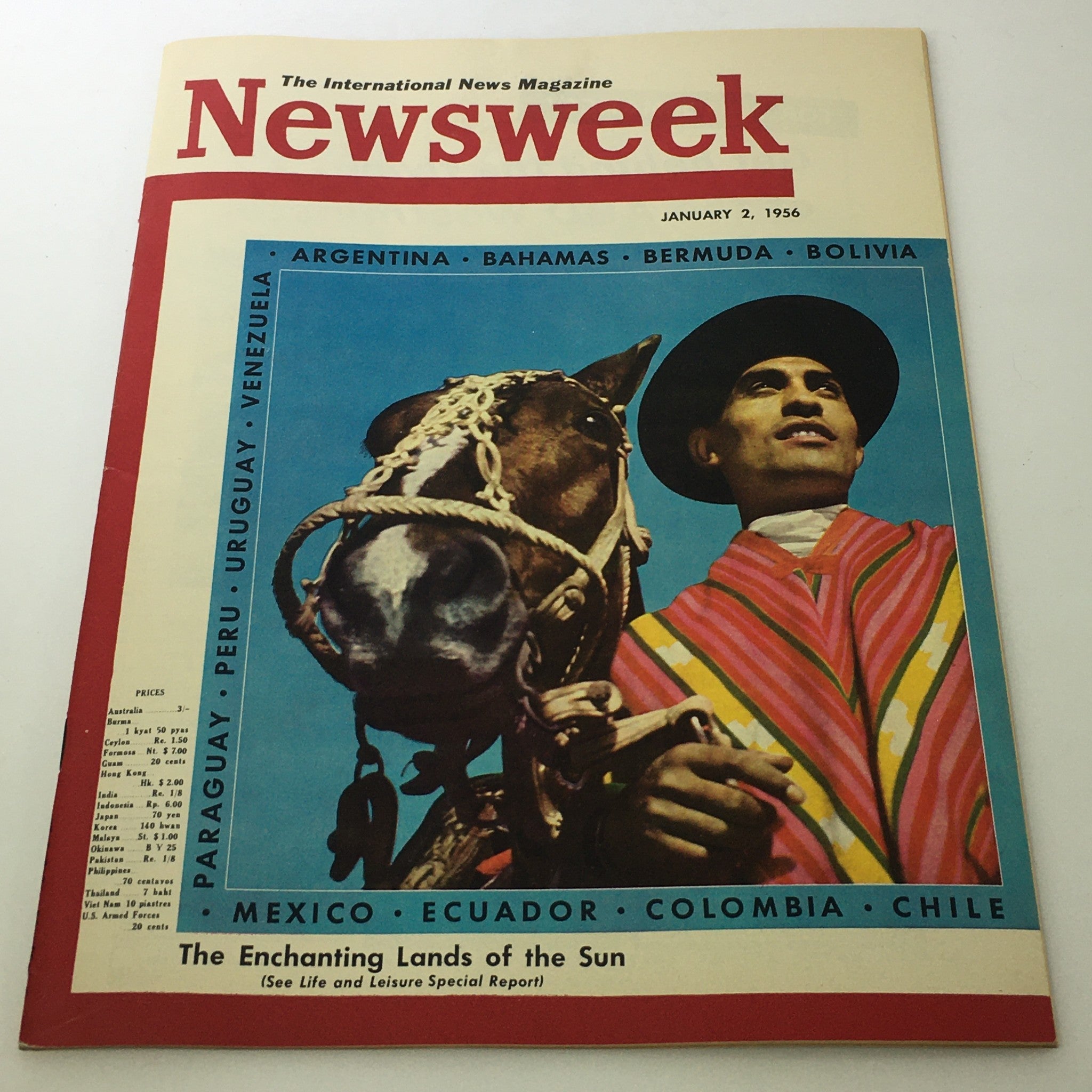 VTG Newsweek Magazine January 2 1956 - Enchanting Lands Of The Sun No Label