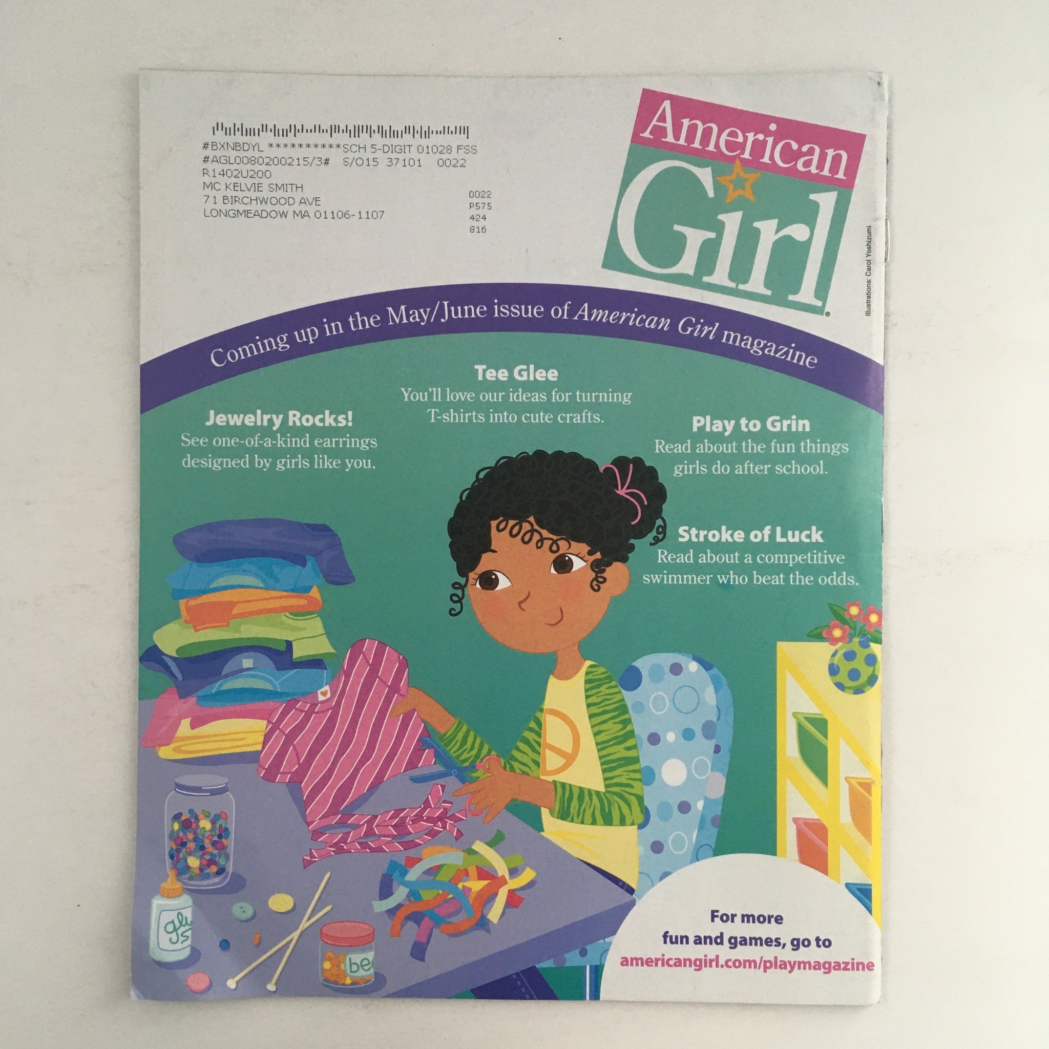 American Girl Magazine March 2014 Make Spring Smoothies, w Coloring Page