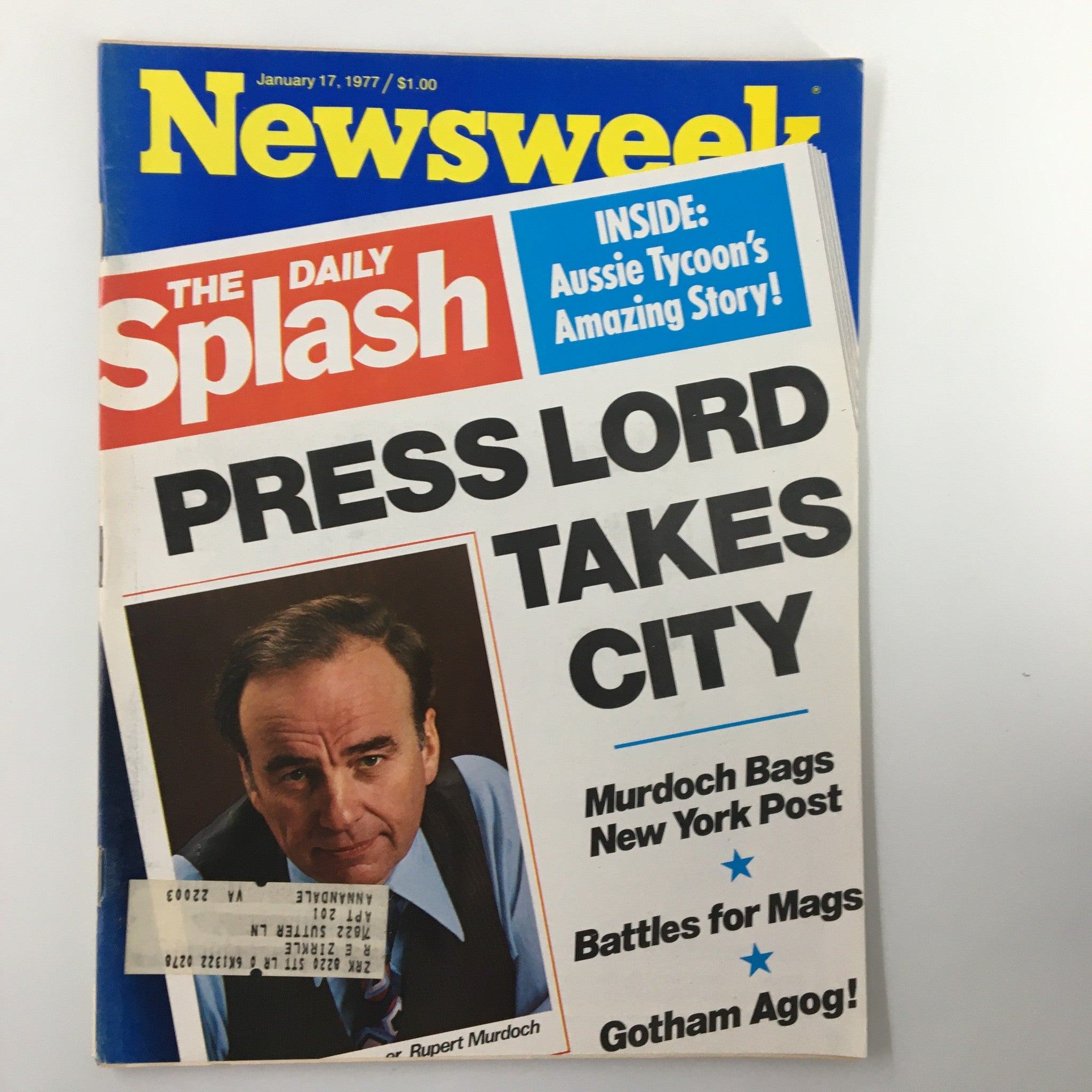 VTG Newsweek Magazine January 17 1977 Rupert Murdoch Press Lord Takes City