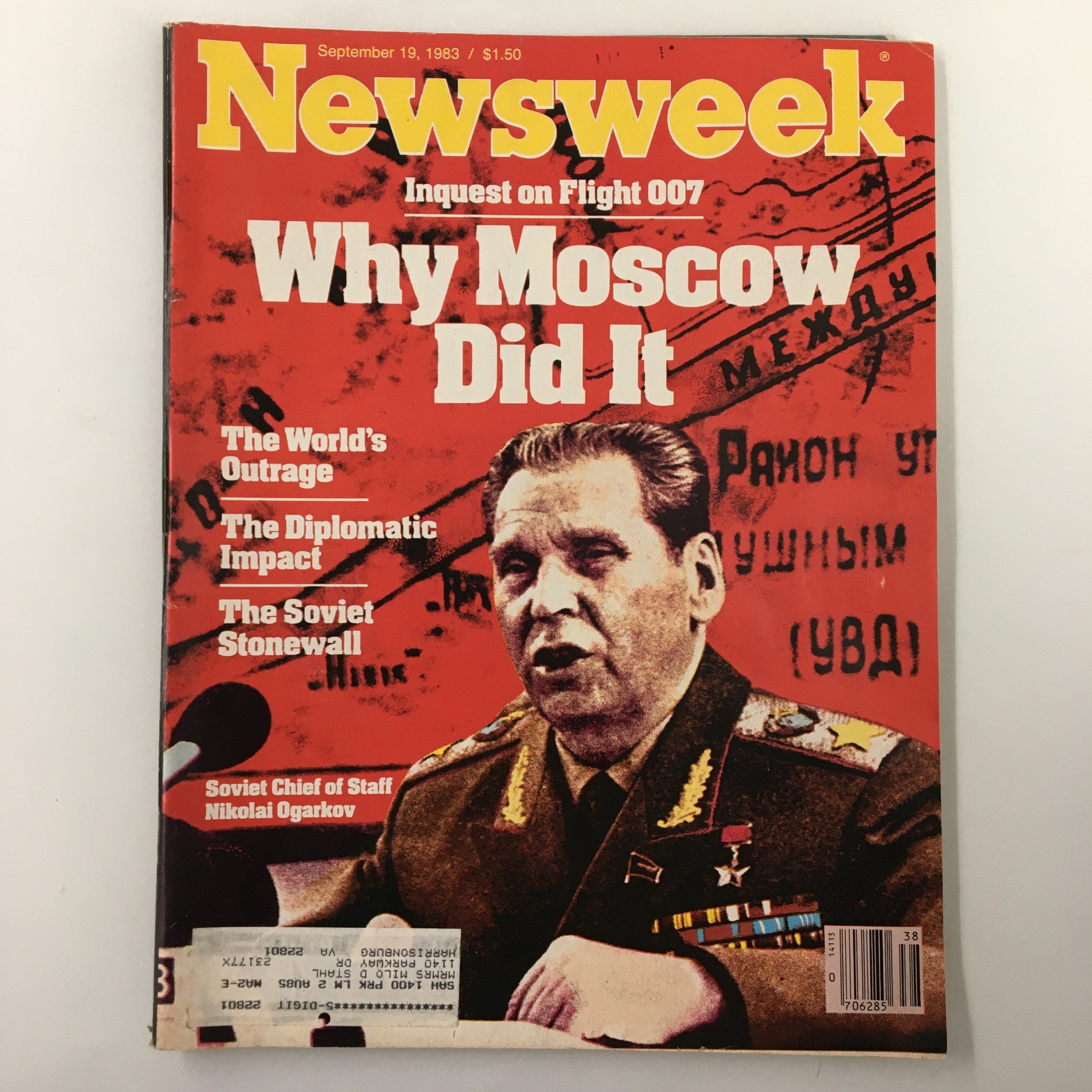 VTG Newsweek Magazine September 19 1983 Soviet Chief of Staff Nikolai Ogarkov