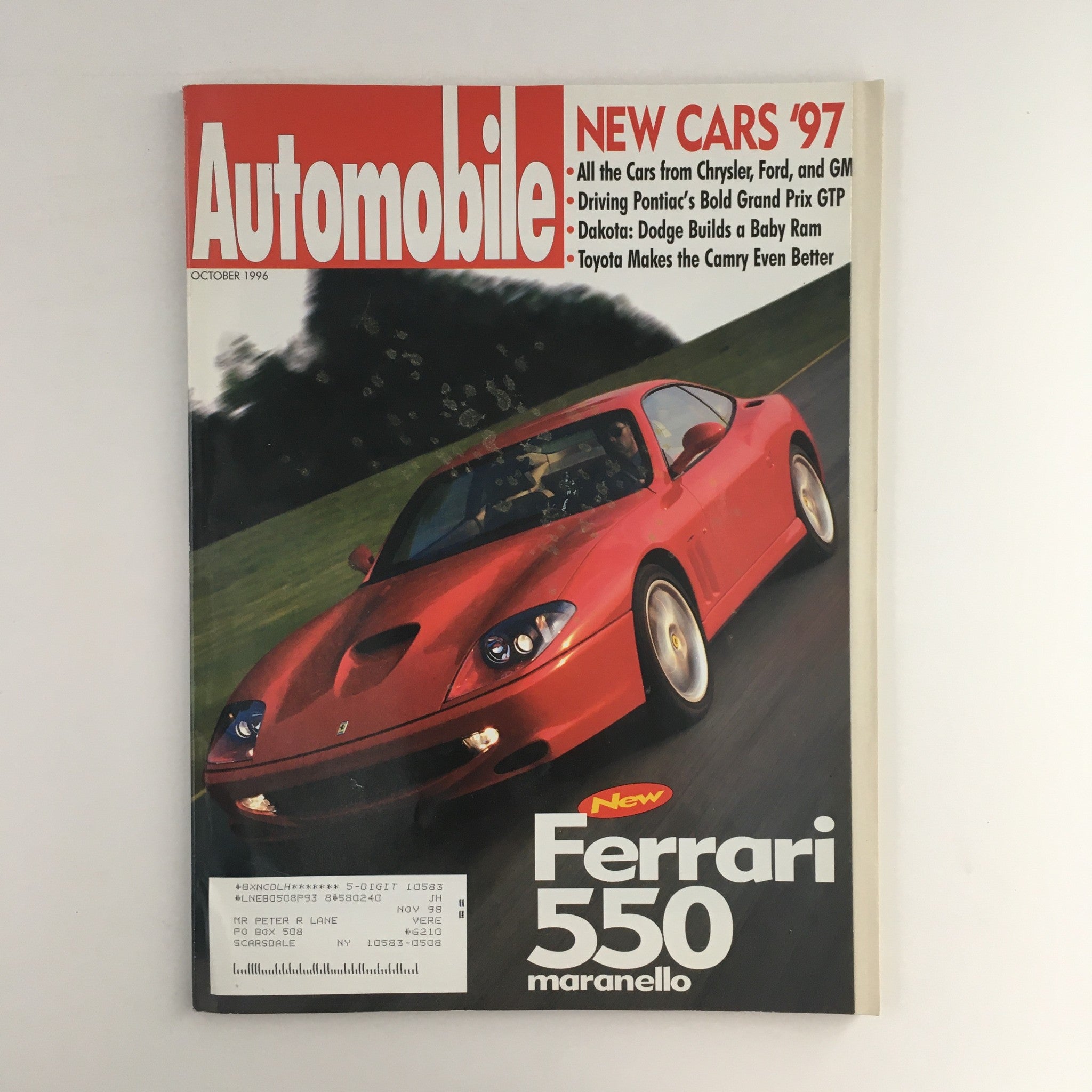 Automobile Magazine October 1996 Ferrari 550 Maranello & Chrysler Ford & GM