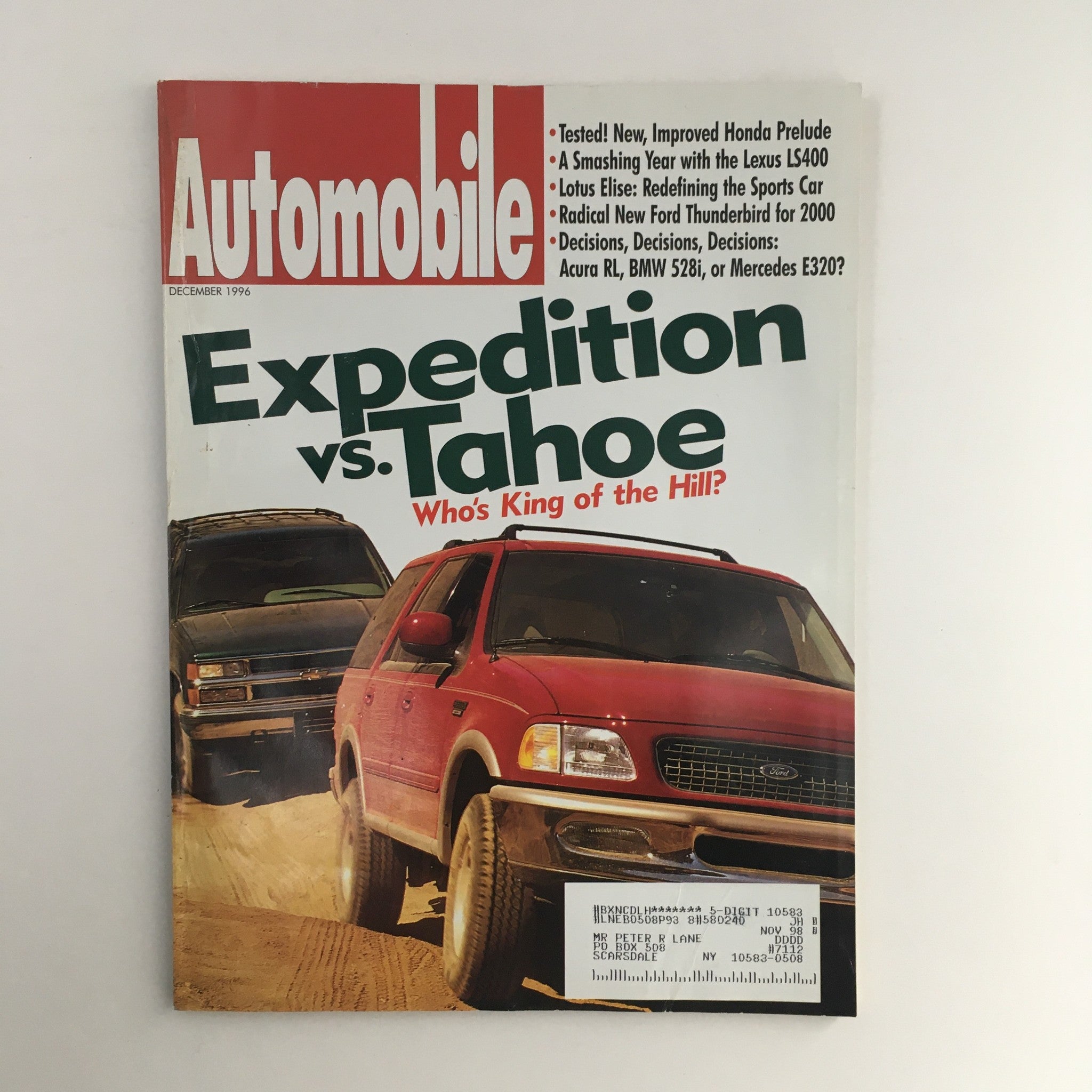 Automobile Magazine December 1996 Expedition vs Tahoe & Acura RL or BMW 528i