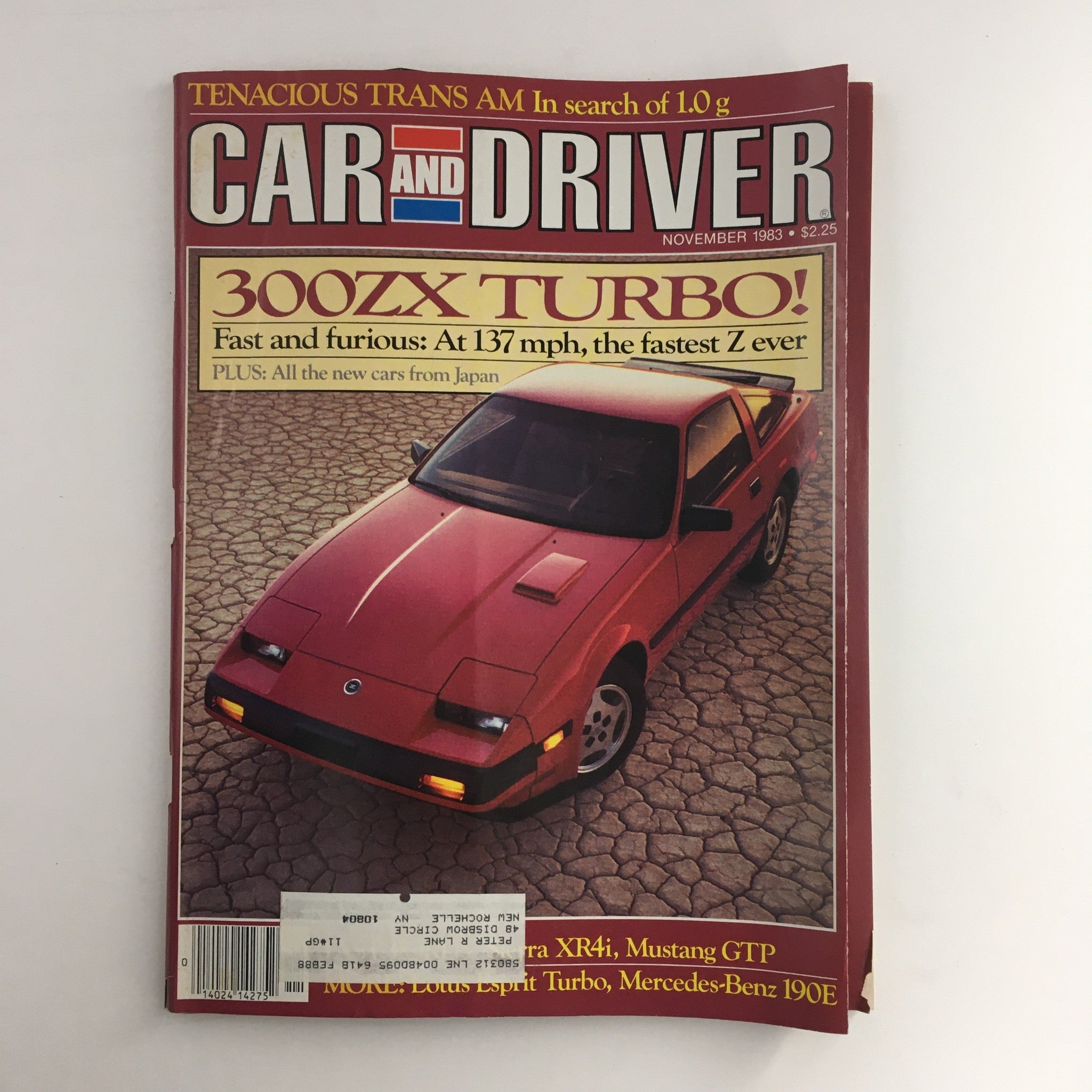 Car and Driver Magazine November 1983 300ZX Turbo & Lotus Esprit Turbo Feature