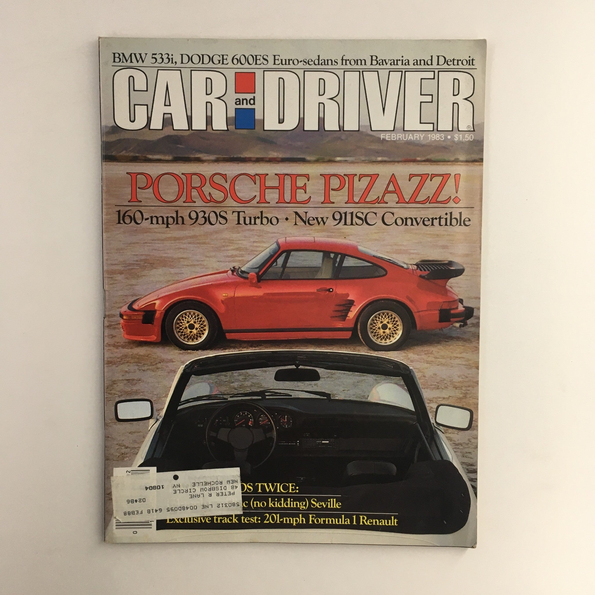 Car and Driver Magazine February 1983 Porsche Pizazz & New 911SC Convertible