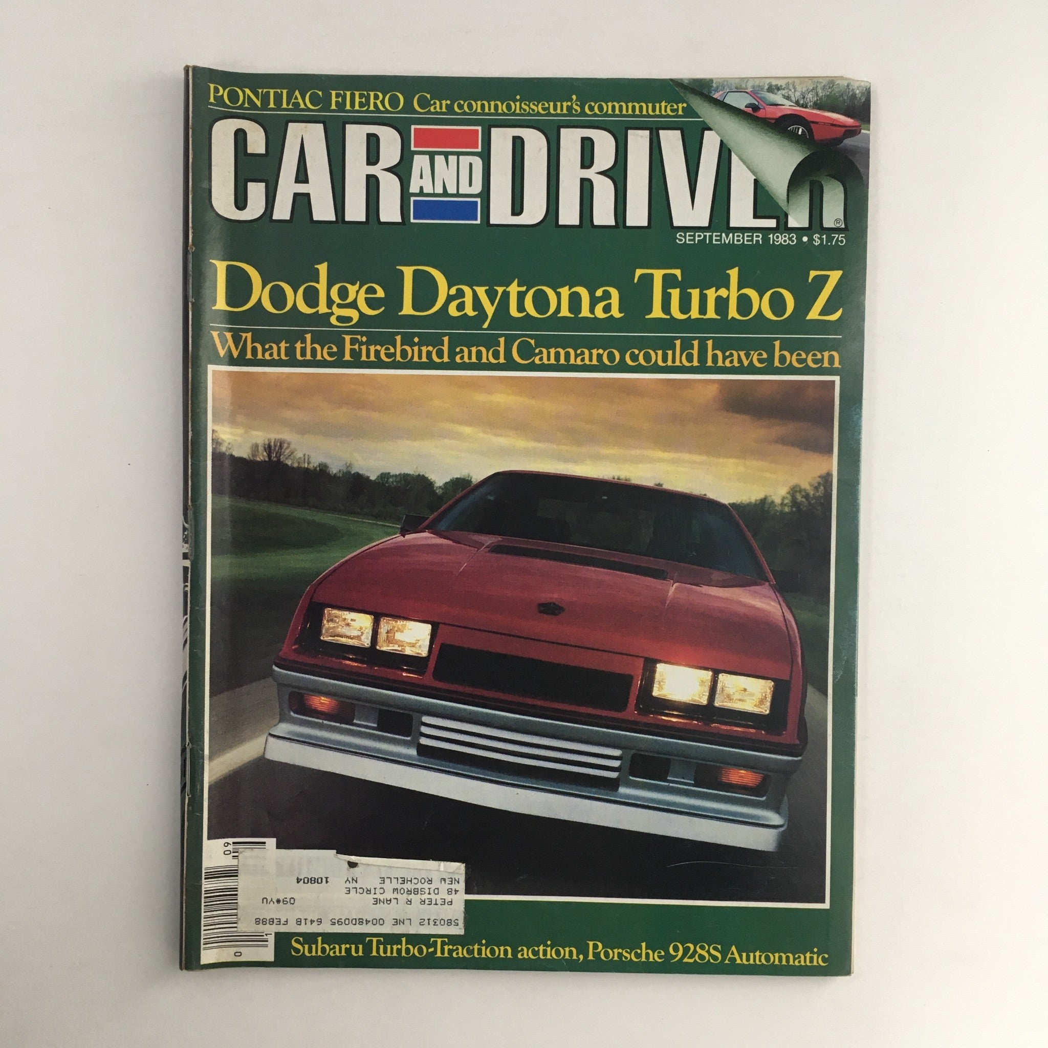 Car and Driver Magazine September 1983 Dodge Daytona Turbo Z & Porsche 928S AT