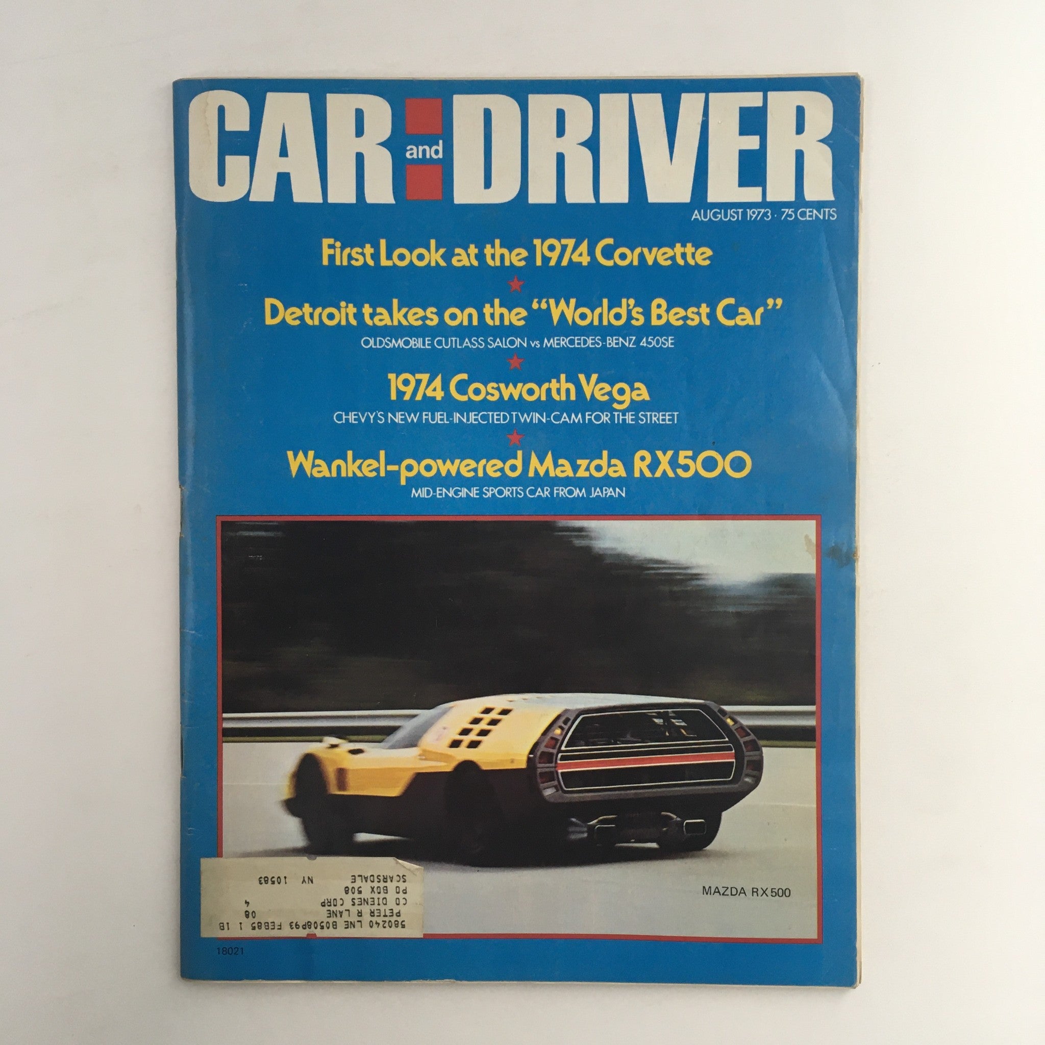 Car and Driver Magazine August 1973 Mazda RX 500 Mid-Engine Car From Japan