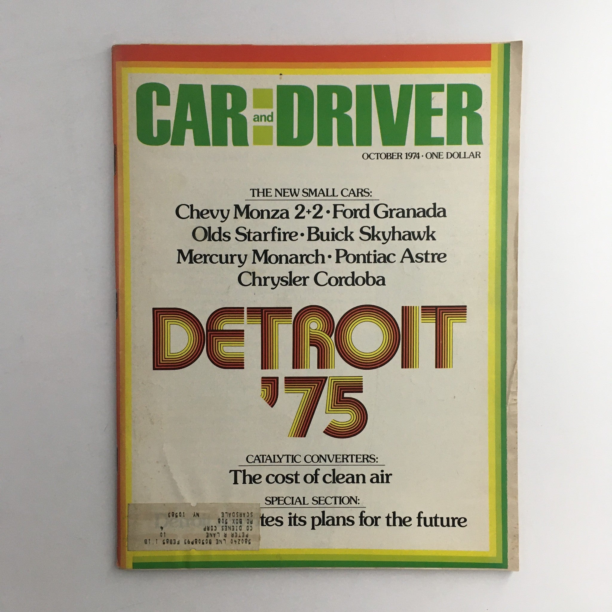 Car and Driver Magazine October 1974 Chevy Monza 2+2, Ford Granada Pontiac Astre