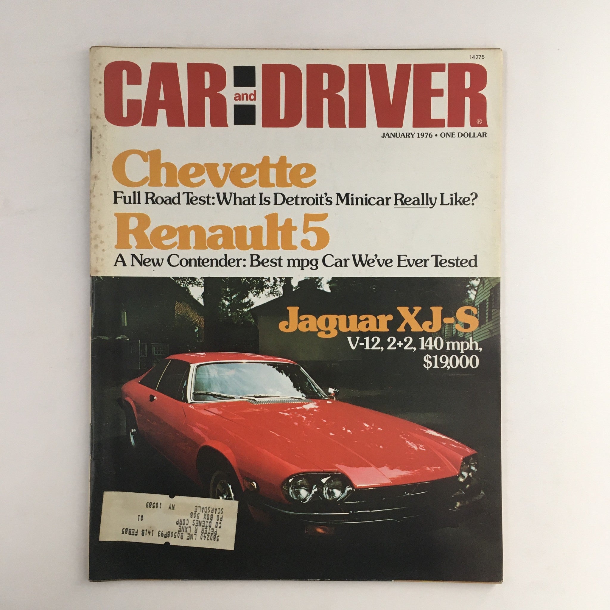 Car and Driver Magazine January 1976 Chevette, Renault 5 & Jaguar XJ-S V-12