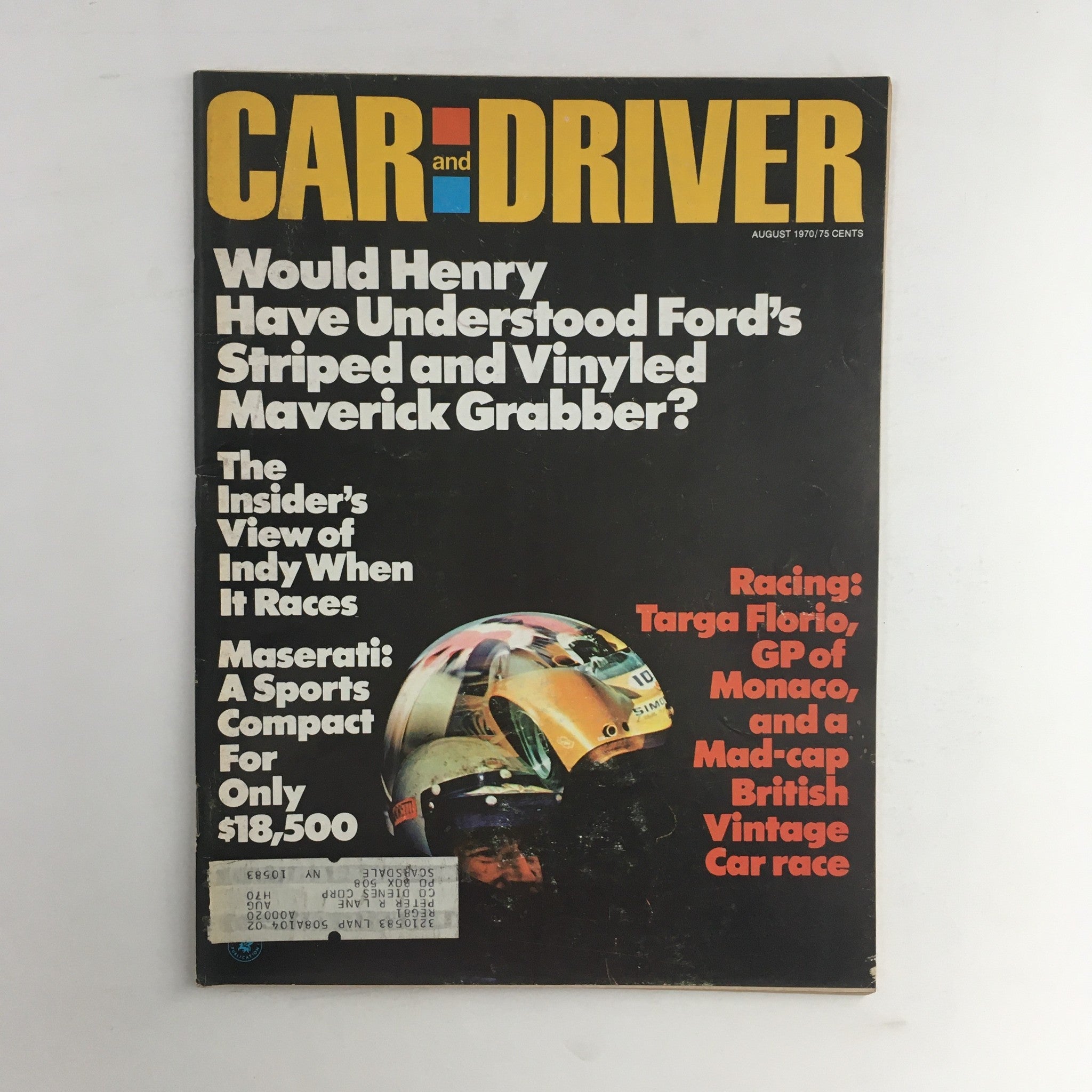 Car and Driver Magazine August 1970 Ford's Striped & Vinyled Maverick Grabber