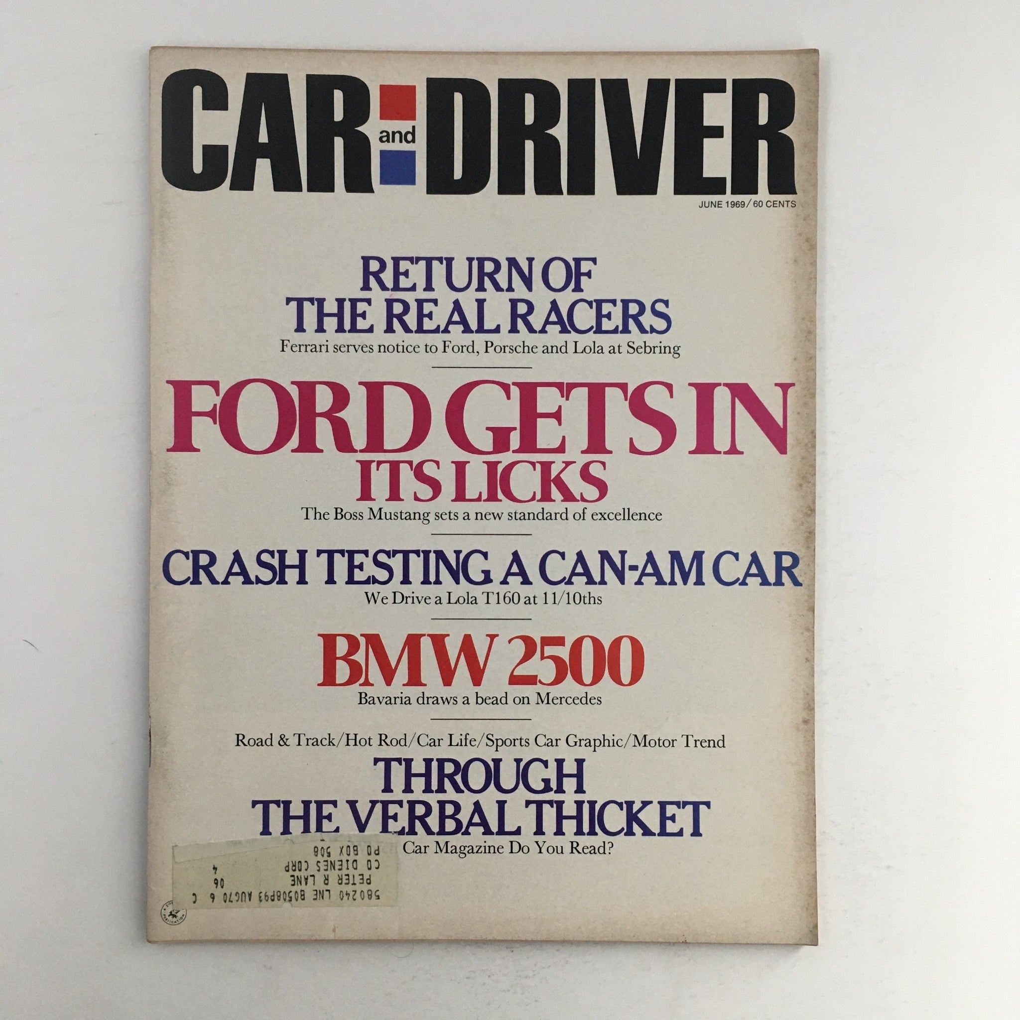 Car and Driver Magazine June 1969 Ferrari Serves To Ford, Porsche & Lola