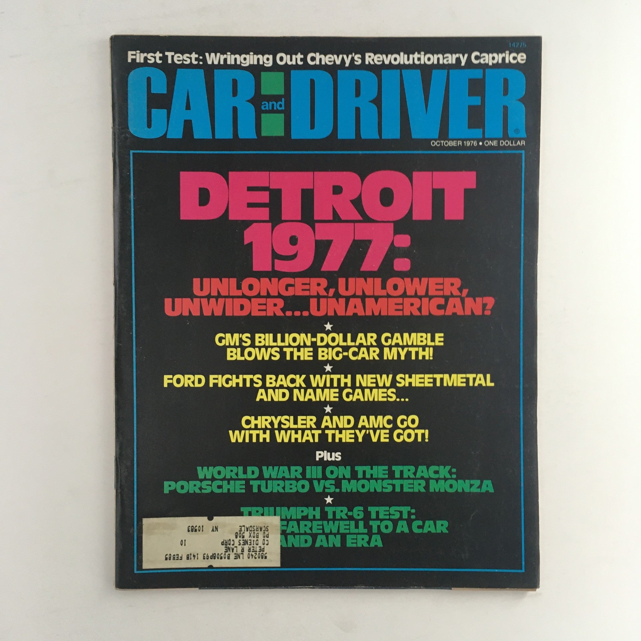 Car and Driver Magazine October 1976 Chevy Revolutionary Caprice & Big Car Myth