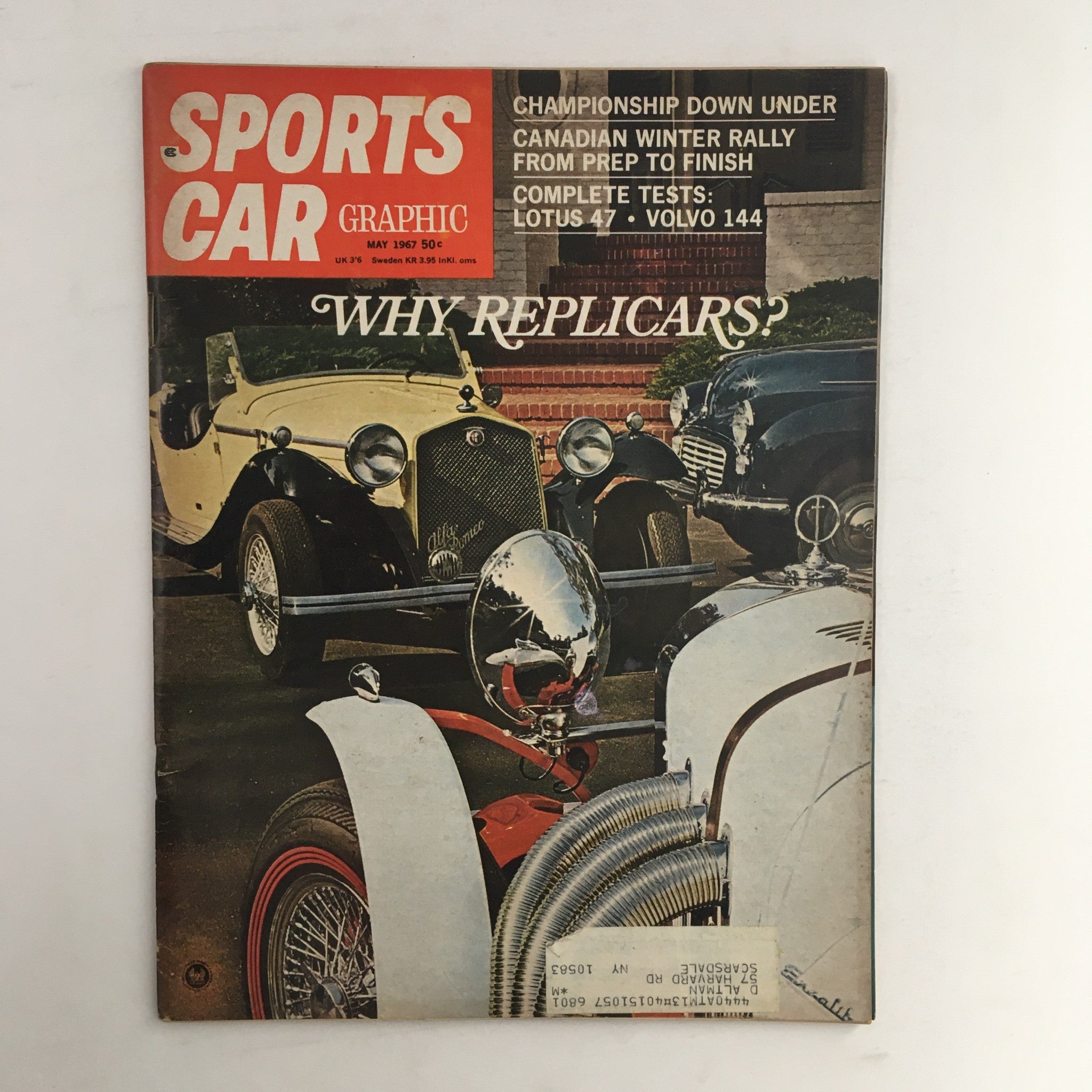 Sports Car Graphic Magazine May 1967 Complete Tests Lotus 47 & Volvo 144