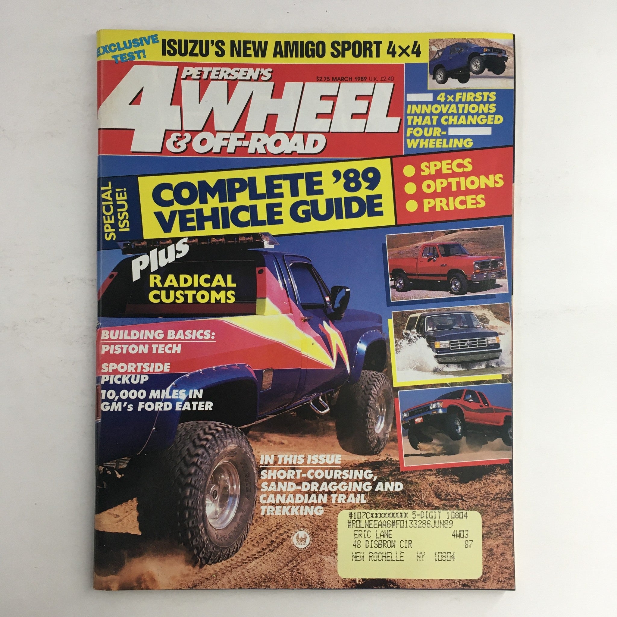 Petersen's 4 Wheel & Off-Road Magazine March 1989 Complete 1989 Vehicle Guide VG