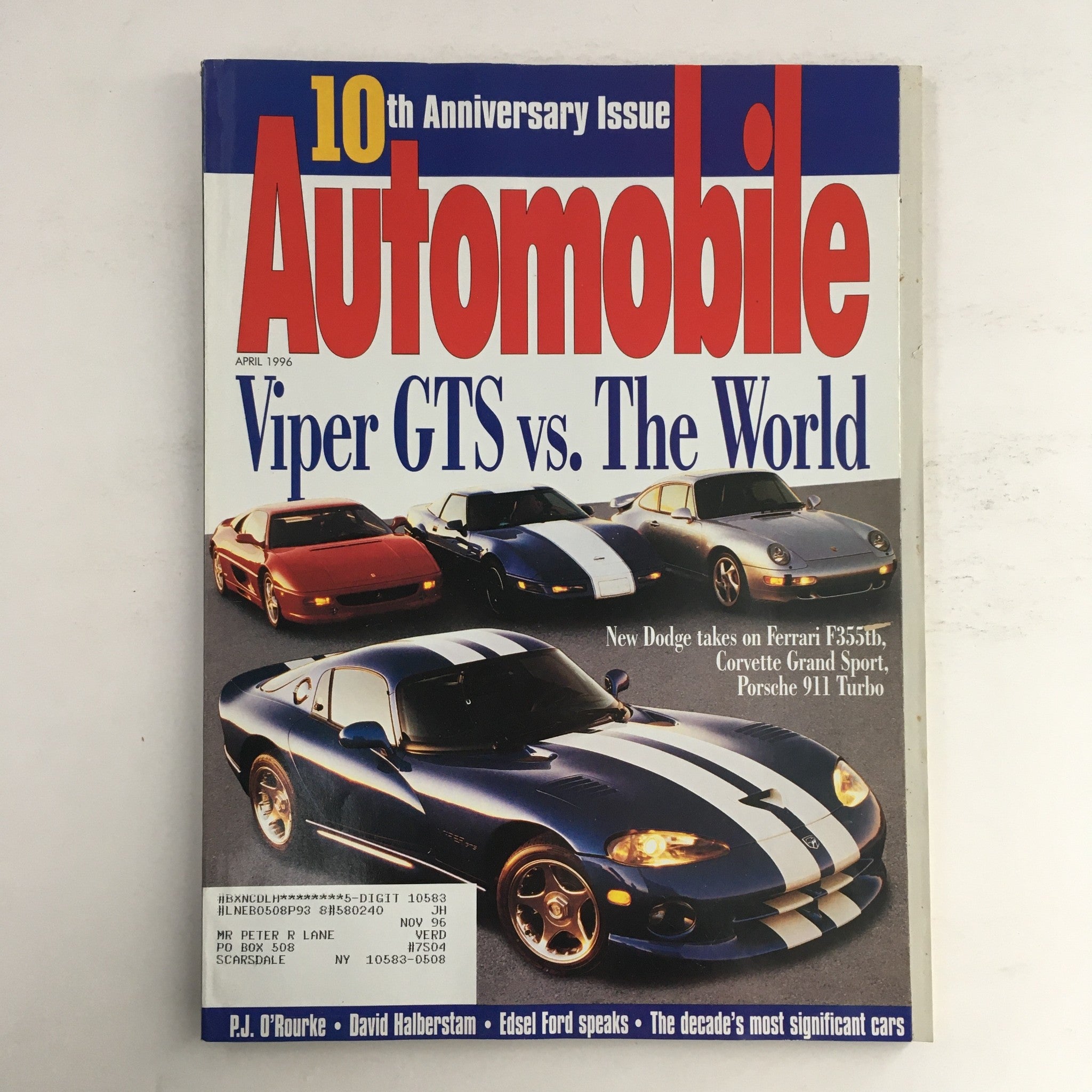 Automobile Magazine April 1996 Viper GTS vs The World & Porsche 911 Turbo, VG