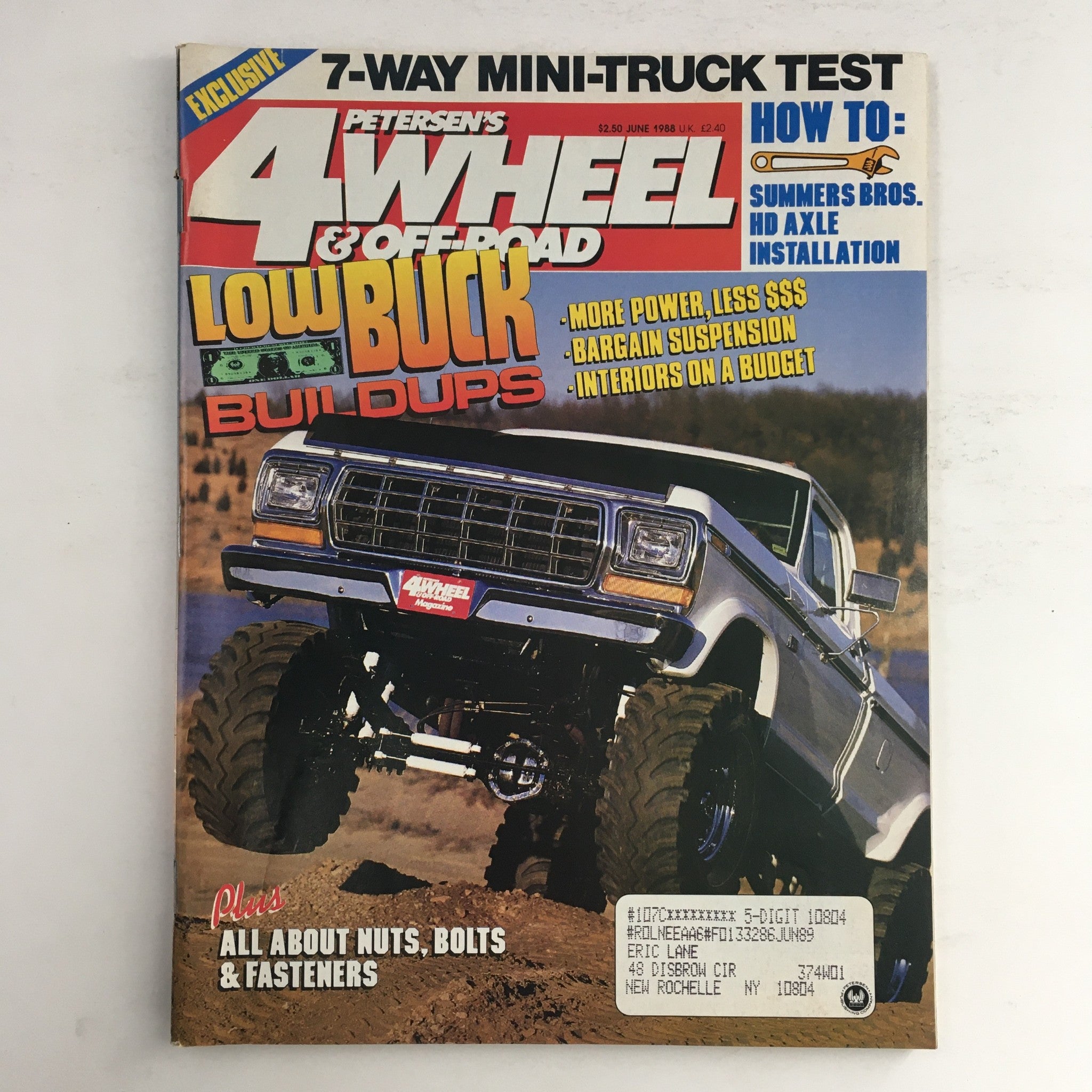 Petersen's 4 Wheel & Off-Road Magazine June 1988 Low Buck Buildups, VG