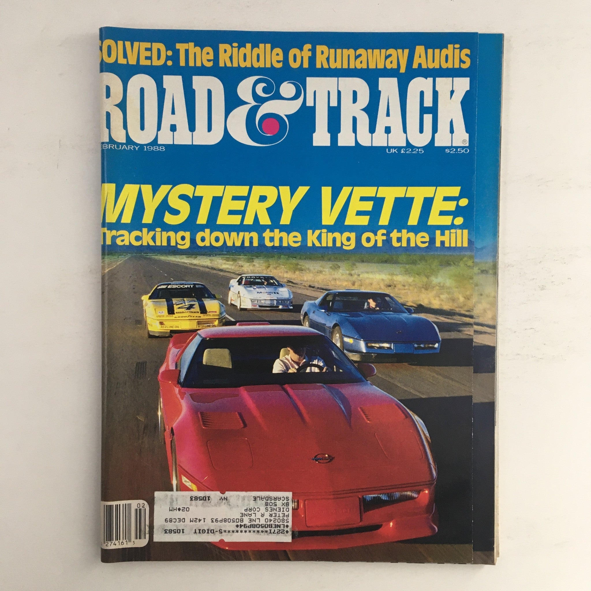 Road & Track Magazine February 1988 Mystery Vette The King of the Hill