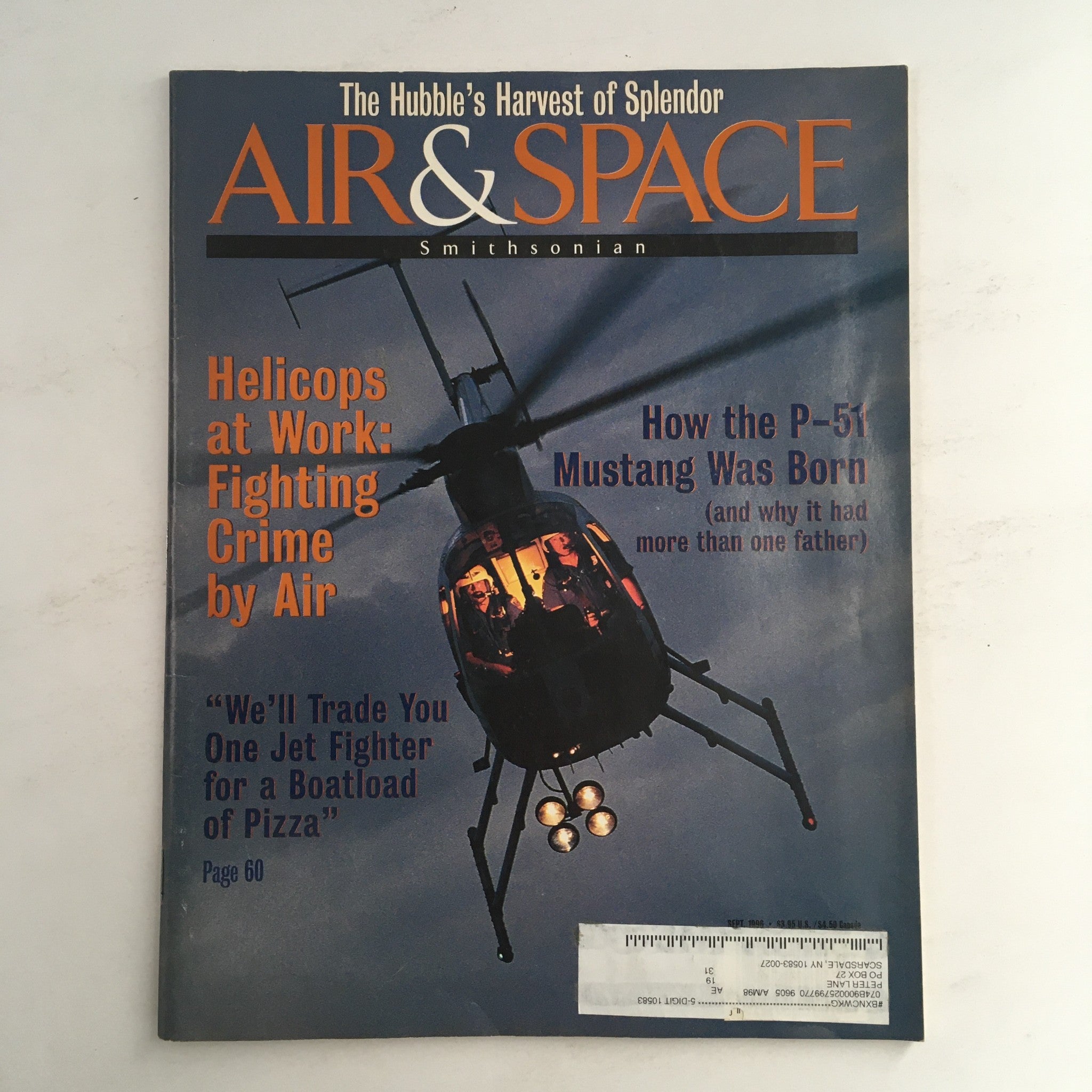 Air & Space Smithsonian Magazine September 1996 Helicopter Fighting Crime, VG