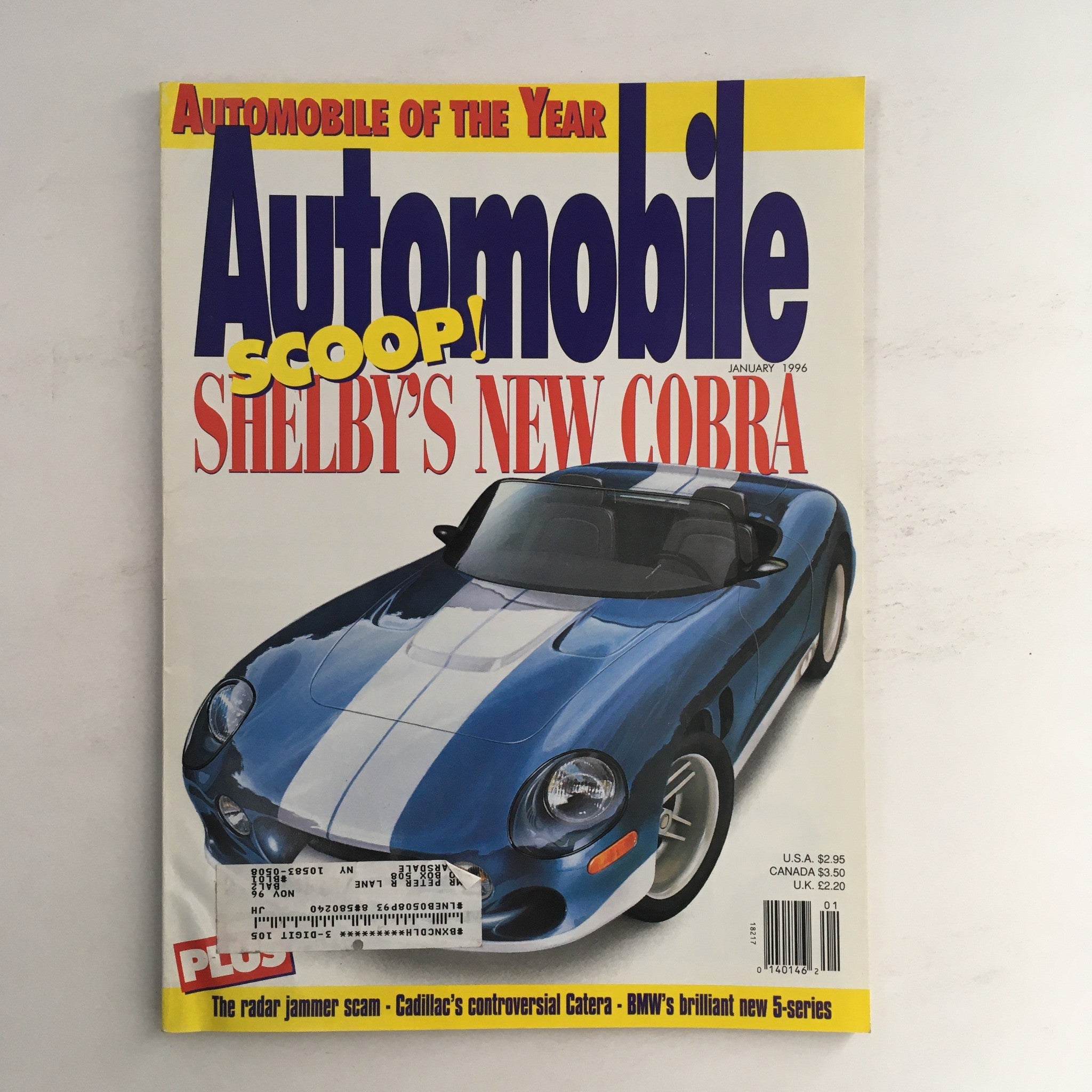 Automobile Magazine January 1996 Shelby's New Cobra & The Radar Jammer Scam, VG