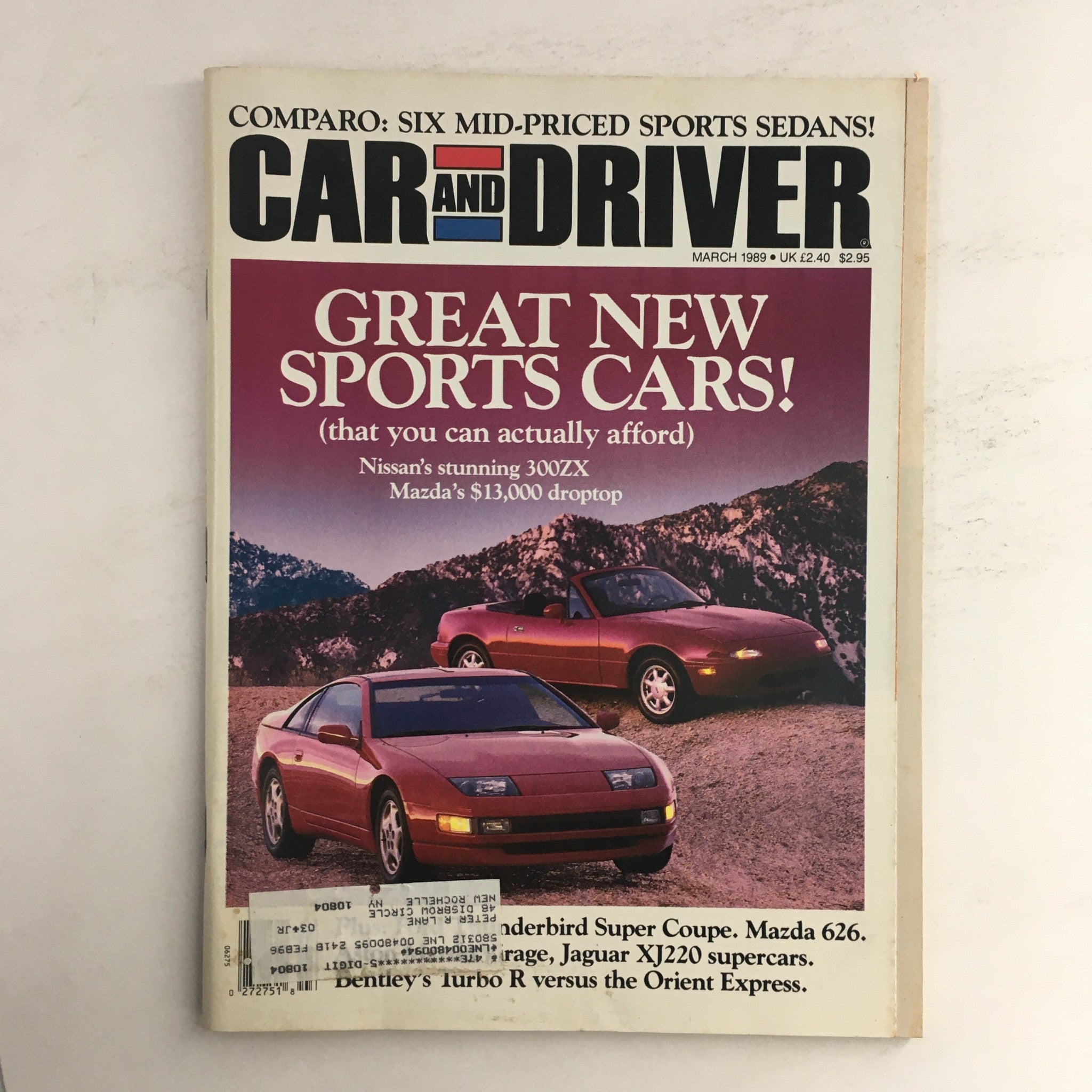 Car and Driver Magazine March 1989 Nissan 300ZX & Mazda 626 & Jaguar XJ220