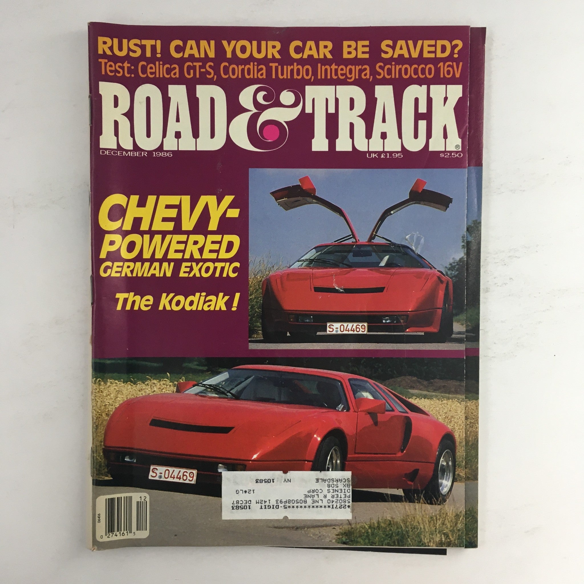 Road & Track Magazine December 1986 Chevy-Powered German Exotic The Kodiak