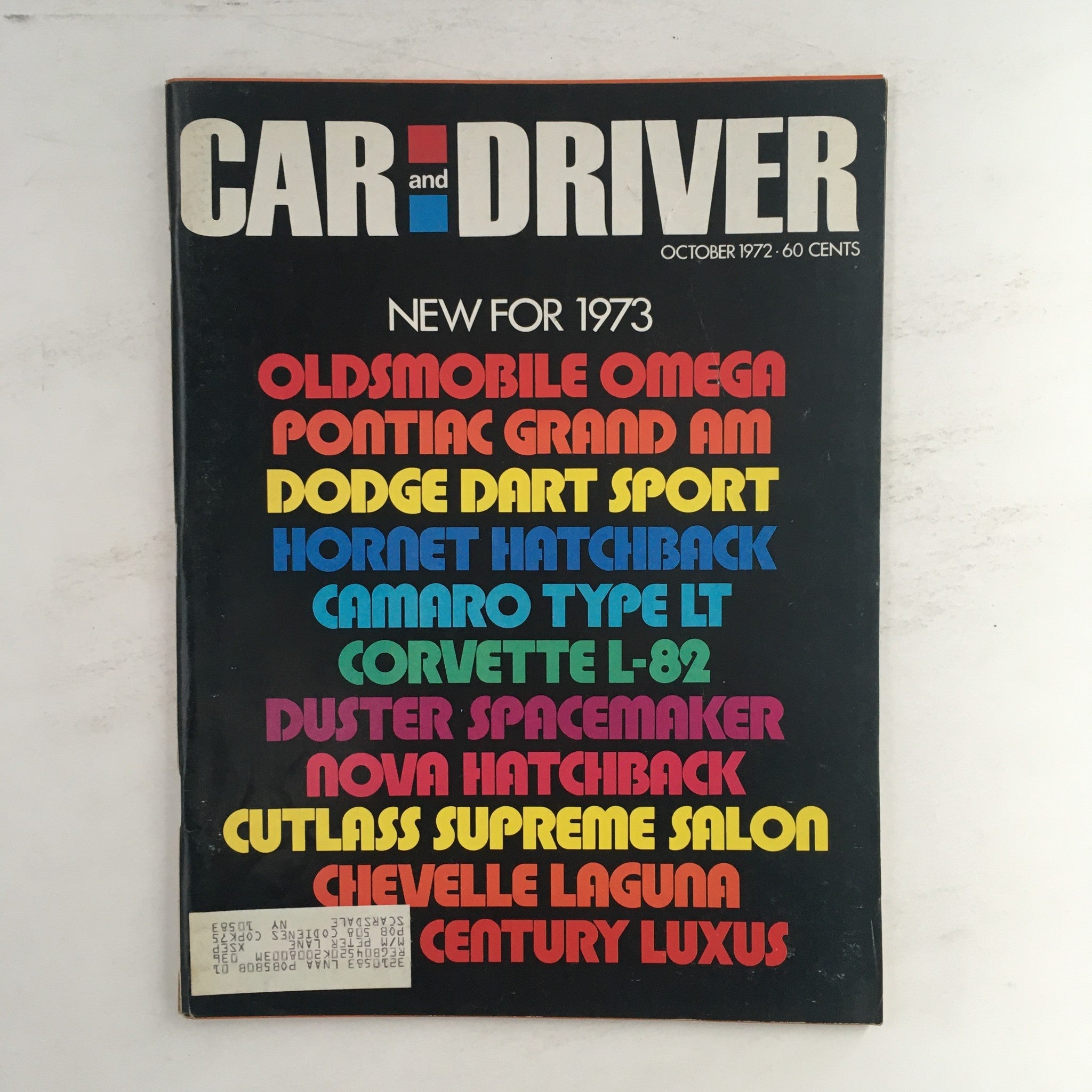 Car and Driver Magazine October 1972 Oldsmobile Omega & Pontiac Grand AM