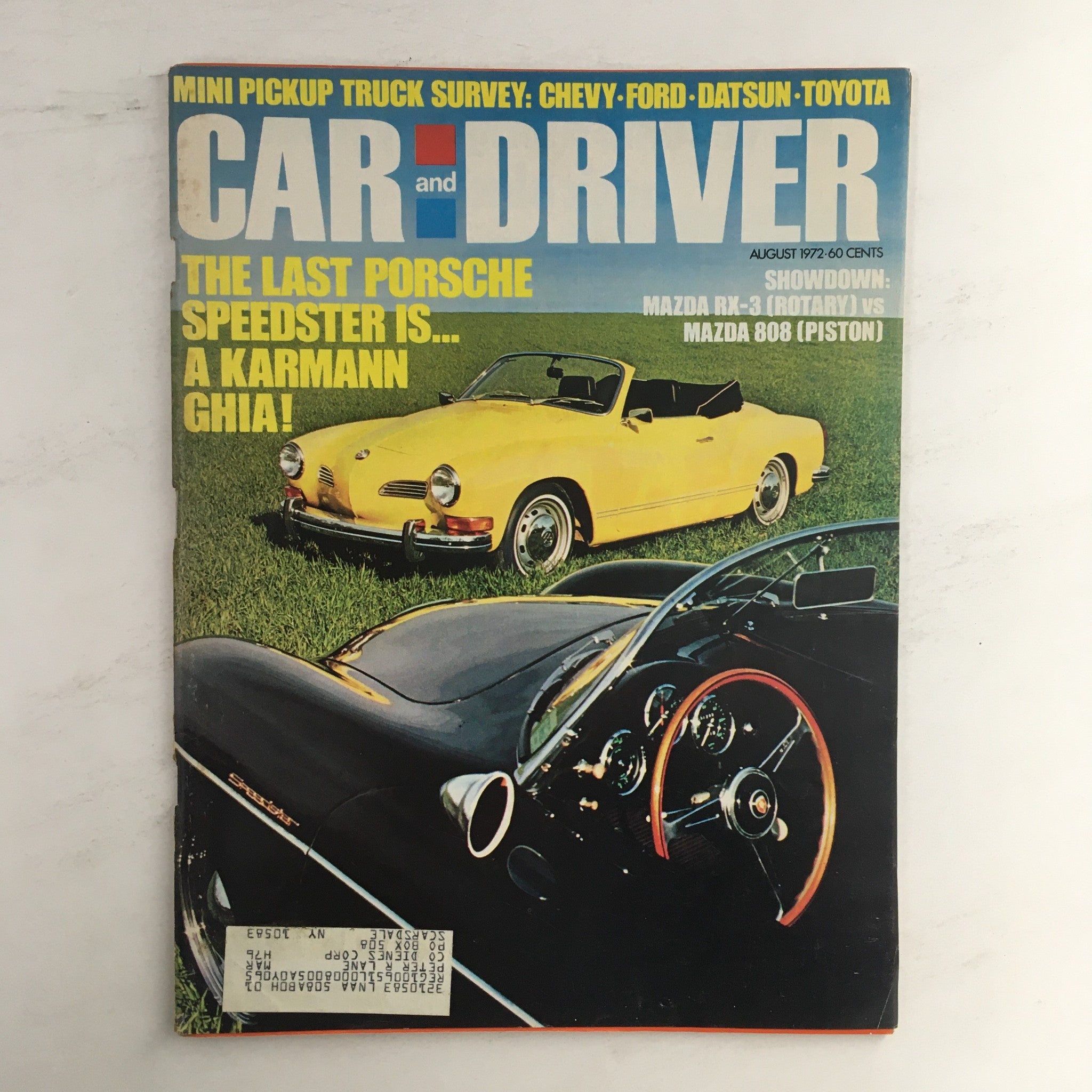 Car and Driver Magazine August 1972 Mazda RX-3 Rotary vs Mazda 808 Piston