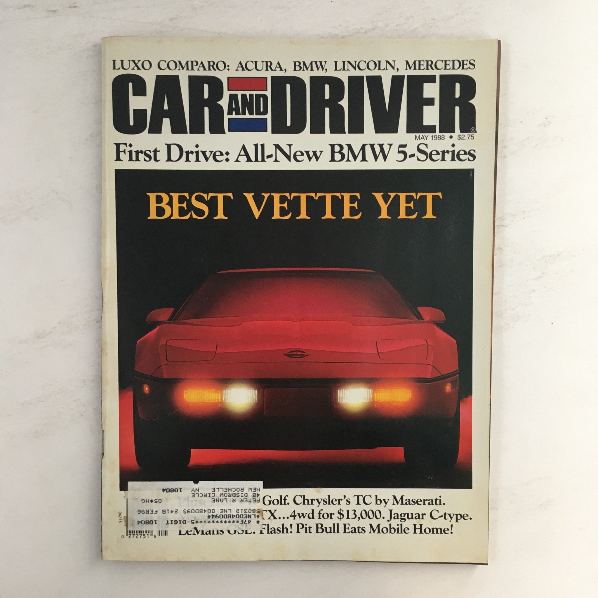 Car and Driver Magazine May 1988 Luxo Comparo, Acura, BMW & Lincoln Test Drive