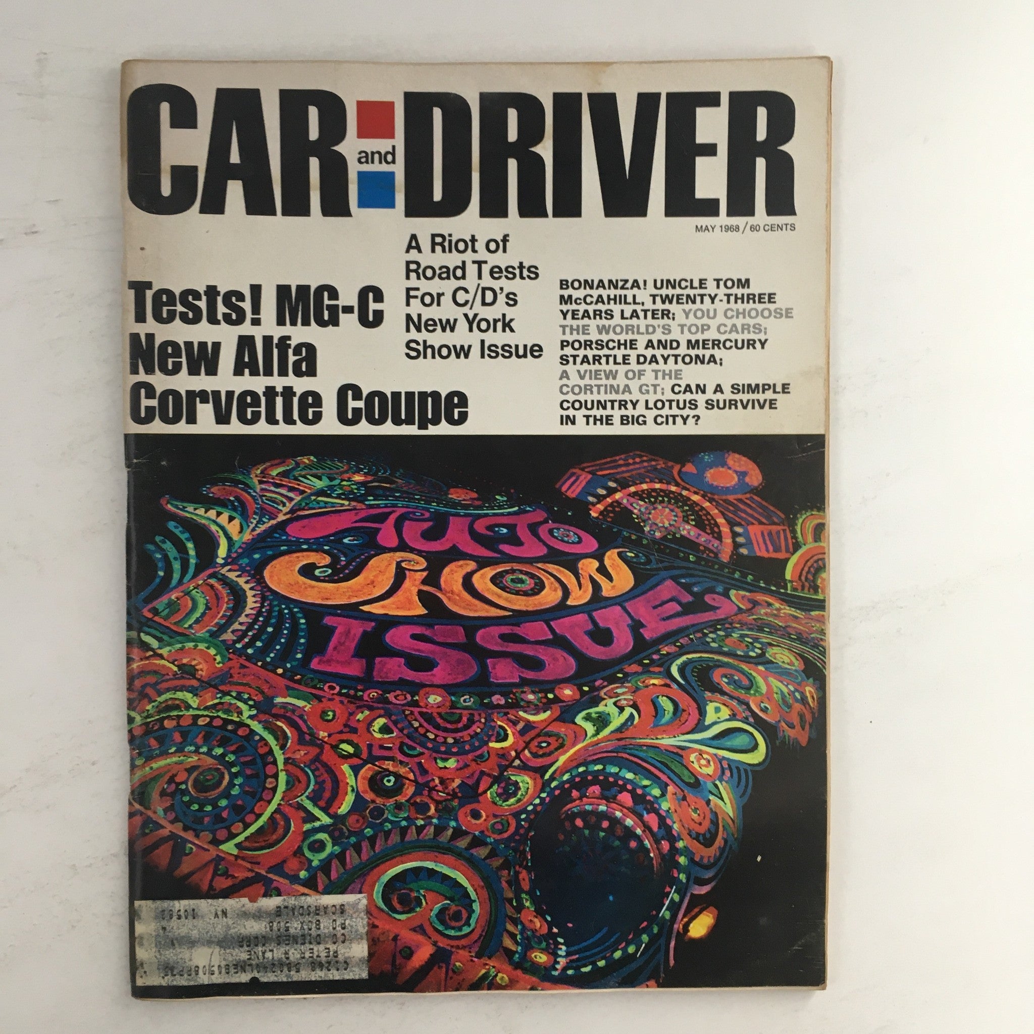 Car and Driver Magazine May 1968 Tests of MG-C New Alfa Corvette Coupe