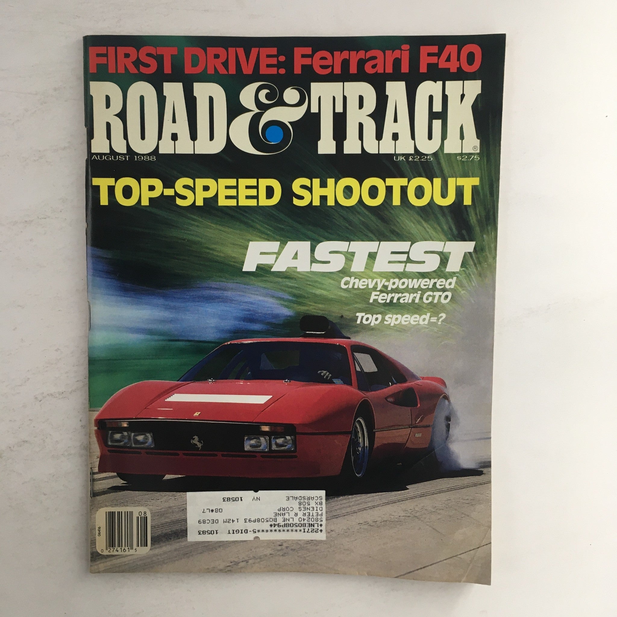 Road & Track Magazine August 1988 Ferrari F40 & Chevy-Powered Ferrari GTO