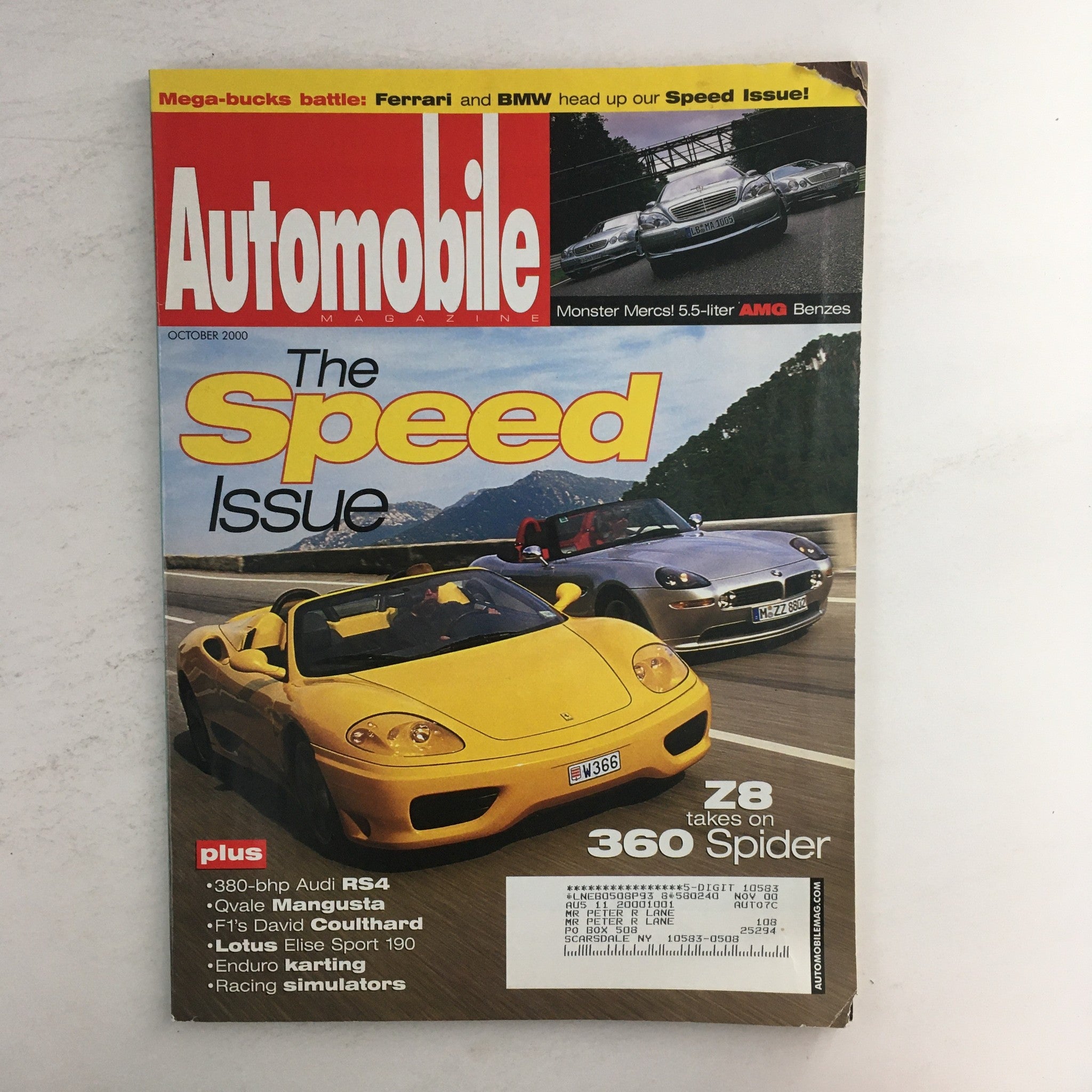 Automobile Magazine October 2000 The Speed Issue The Z8 Takes on 360 Spider