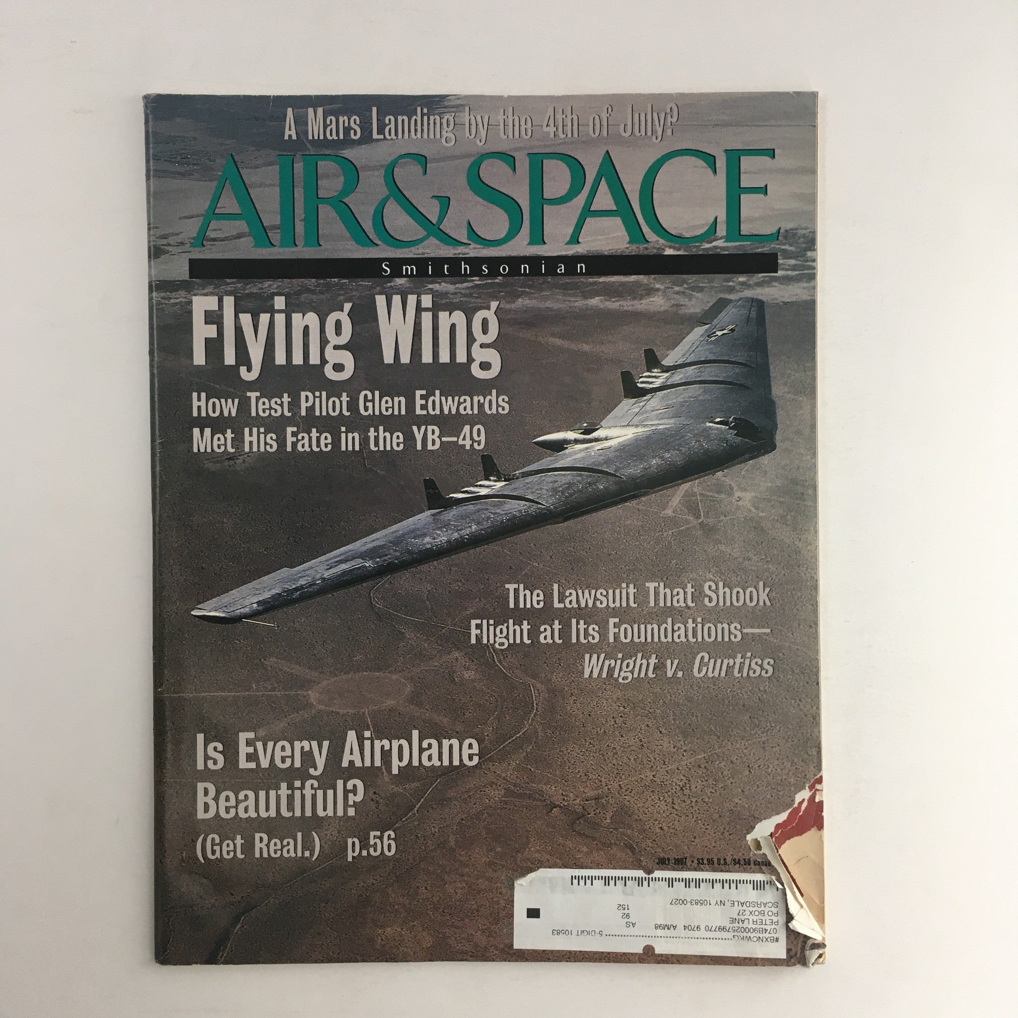 Air & Space Smithsonian Magazine July 1997 Test Pilot Glen Edwards, The YB-49