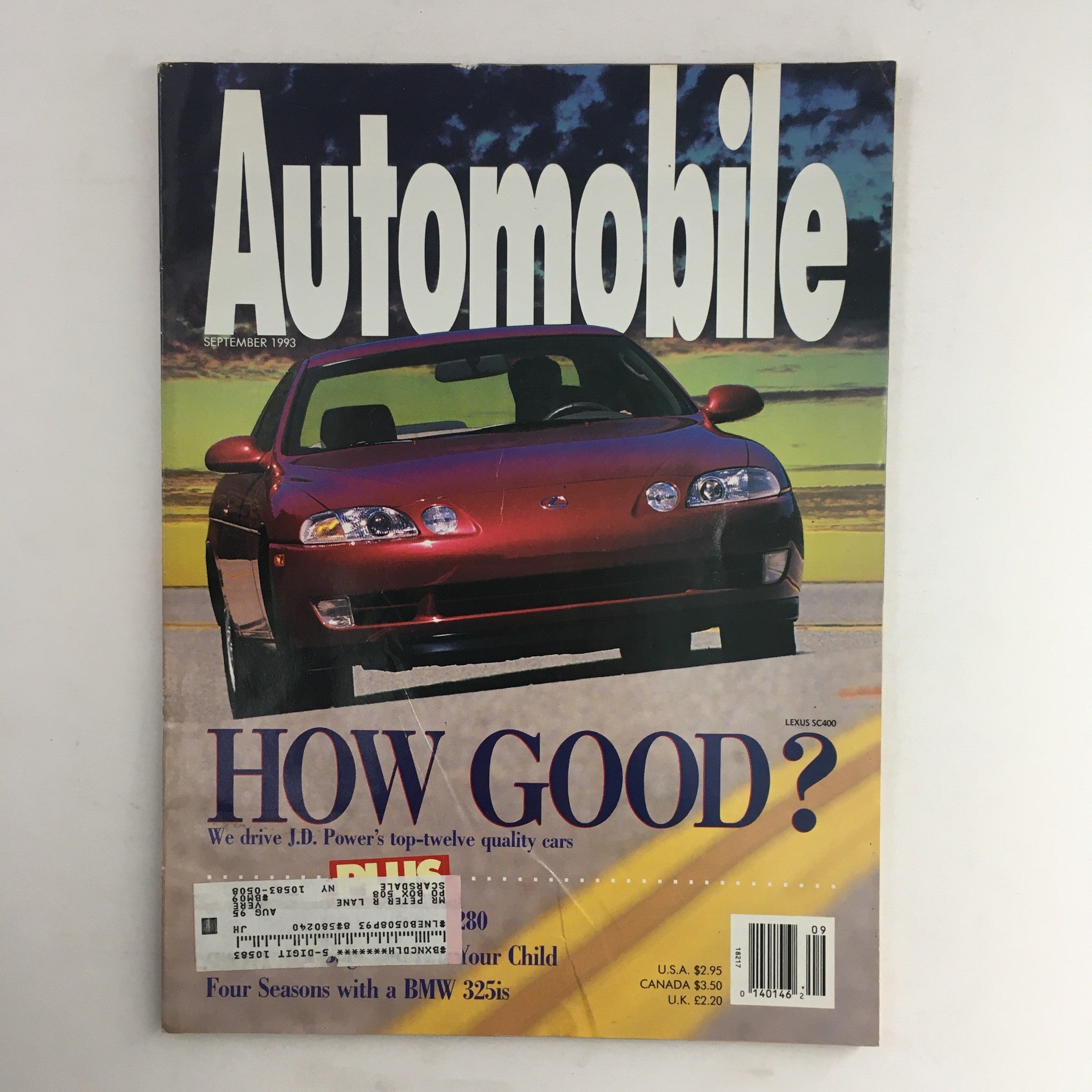 Automobile Magazine September 1993 Drive J.D. Power Top-Twelve Quality Cars