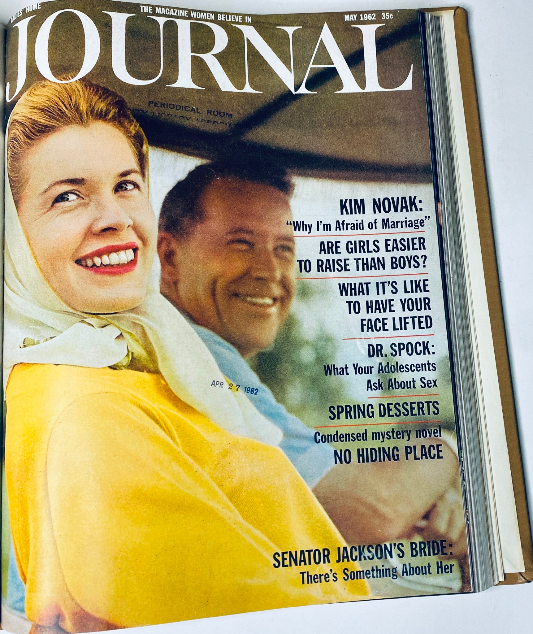 Ladies' Home Journal Library Bound Magazine 1962 Full Year January - December, showcasing the May 1962 cover with a smiling couple, discussing themes of marriage and parenting.