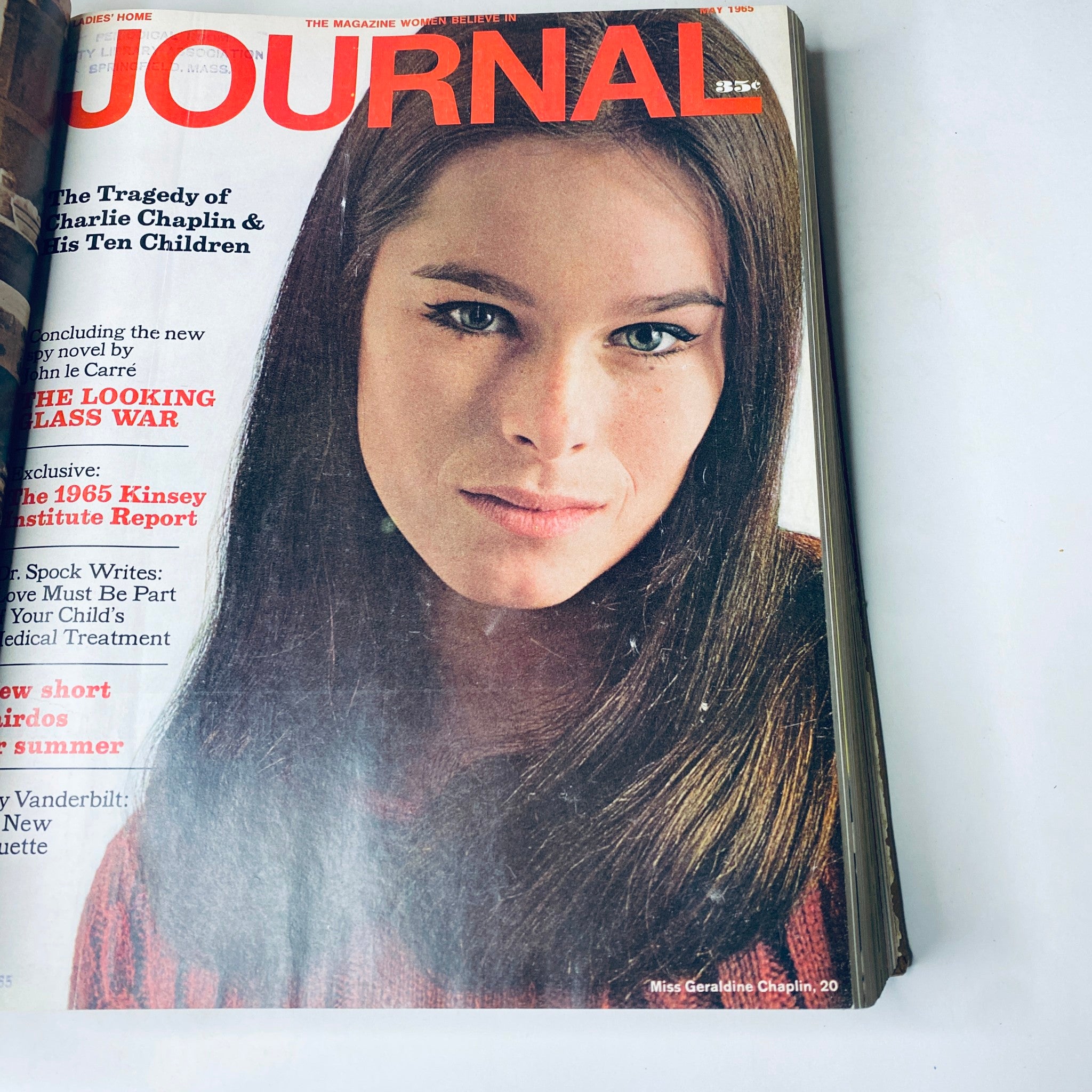 Cover of Ladies' Home Journal May 1965 highlighting a young woman with long hair, focusing on important contemporary social issues and literature.