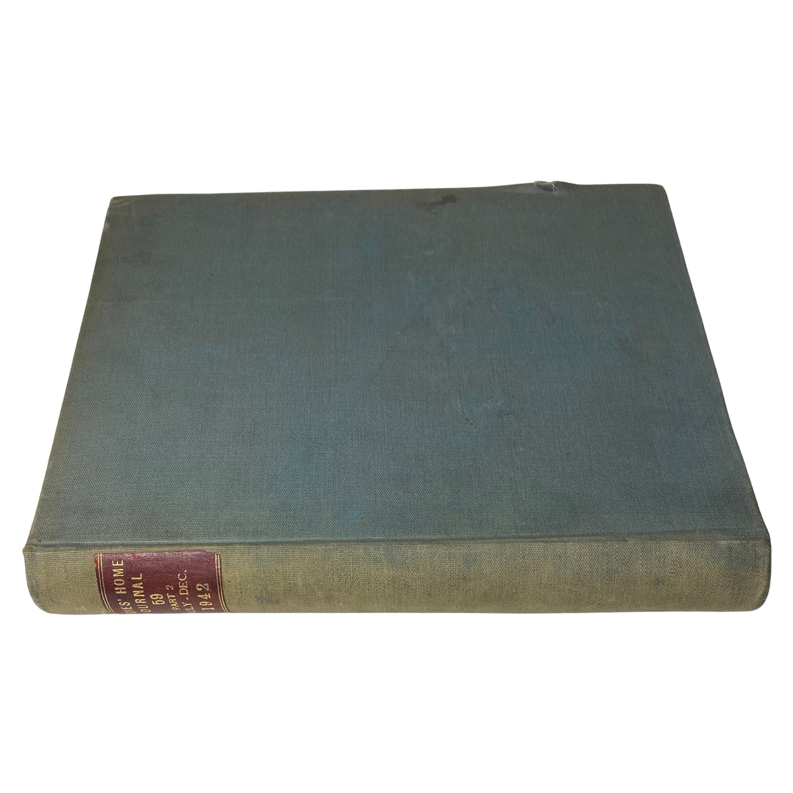 Side view of Ladies' Home Journal Library Bound Magazine 1942 - Full Year January to December, highlighting the spine with label details.