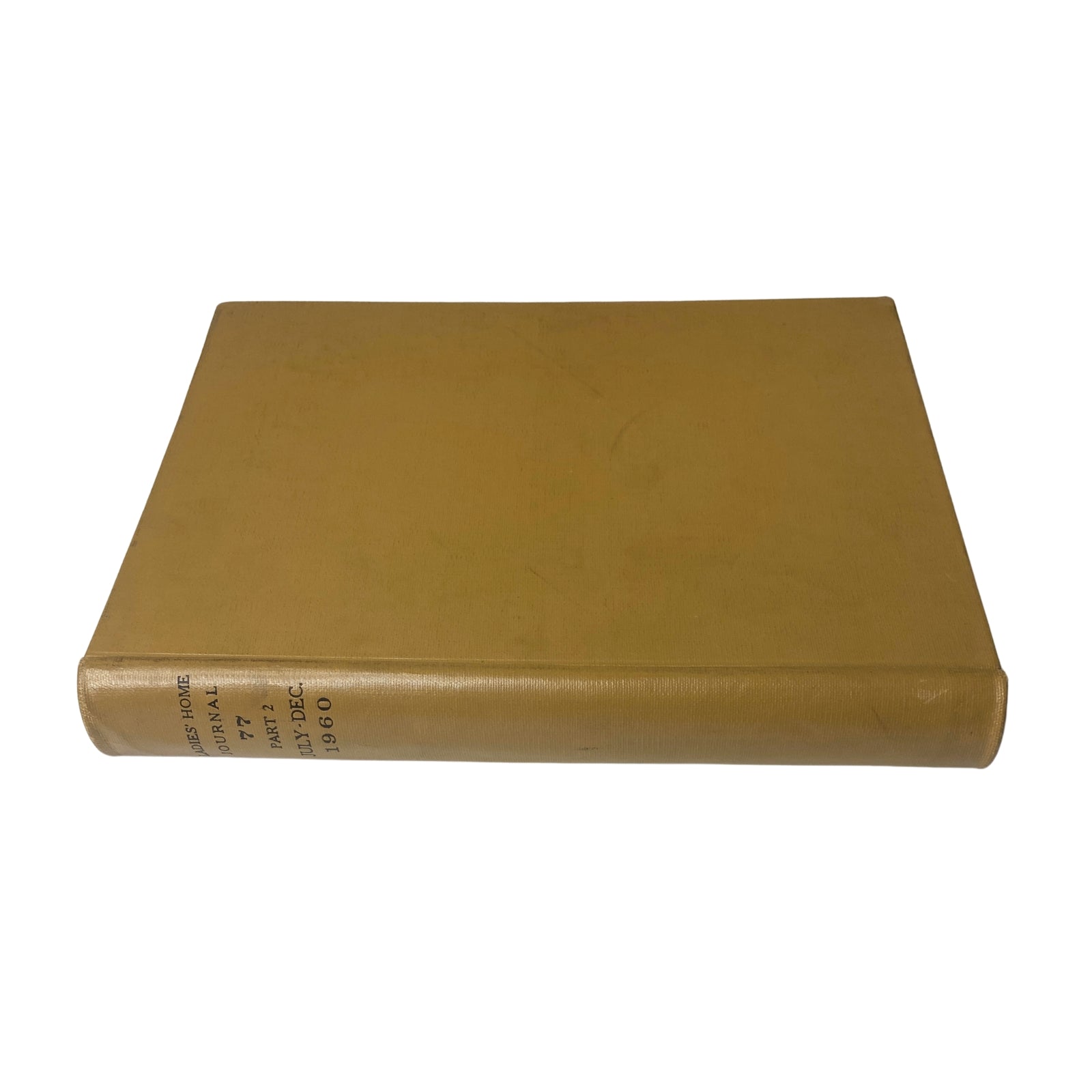 Ladies' Home Journal Library Bound Magazine 1960 - A top view of the complete bound volume with smooth yellow cover, showcasing the year 1960.