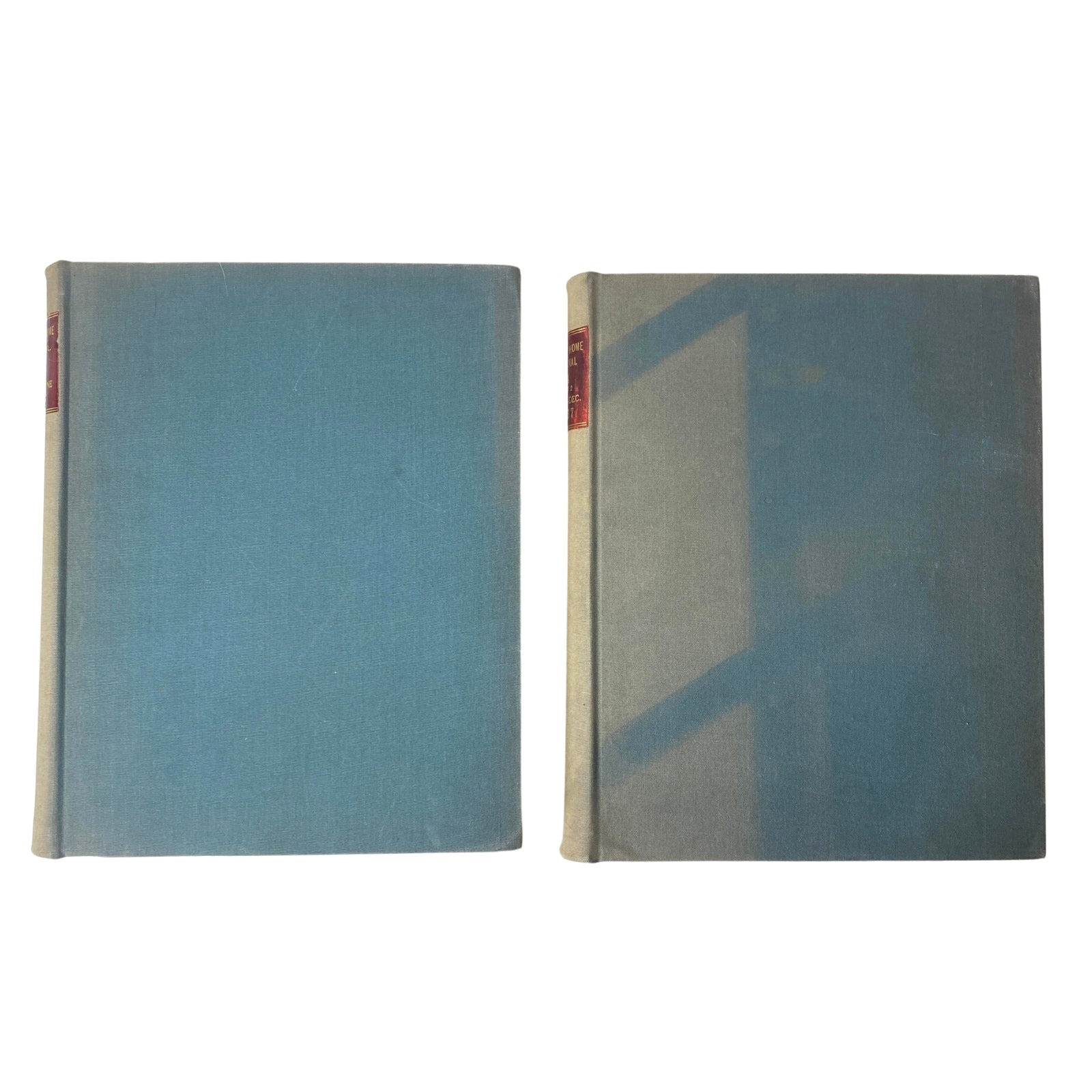 Ladies' Home Journal Bound Magazine 1937 Full Year January - December, displaying the covers of the magazines in a light blue color, showcasing the overall design of the magazine set.