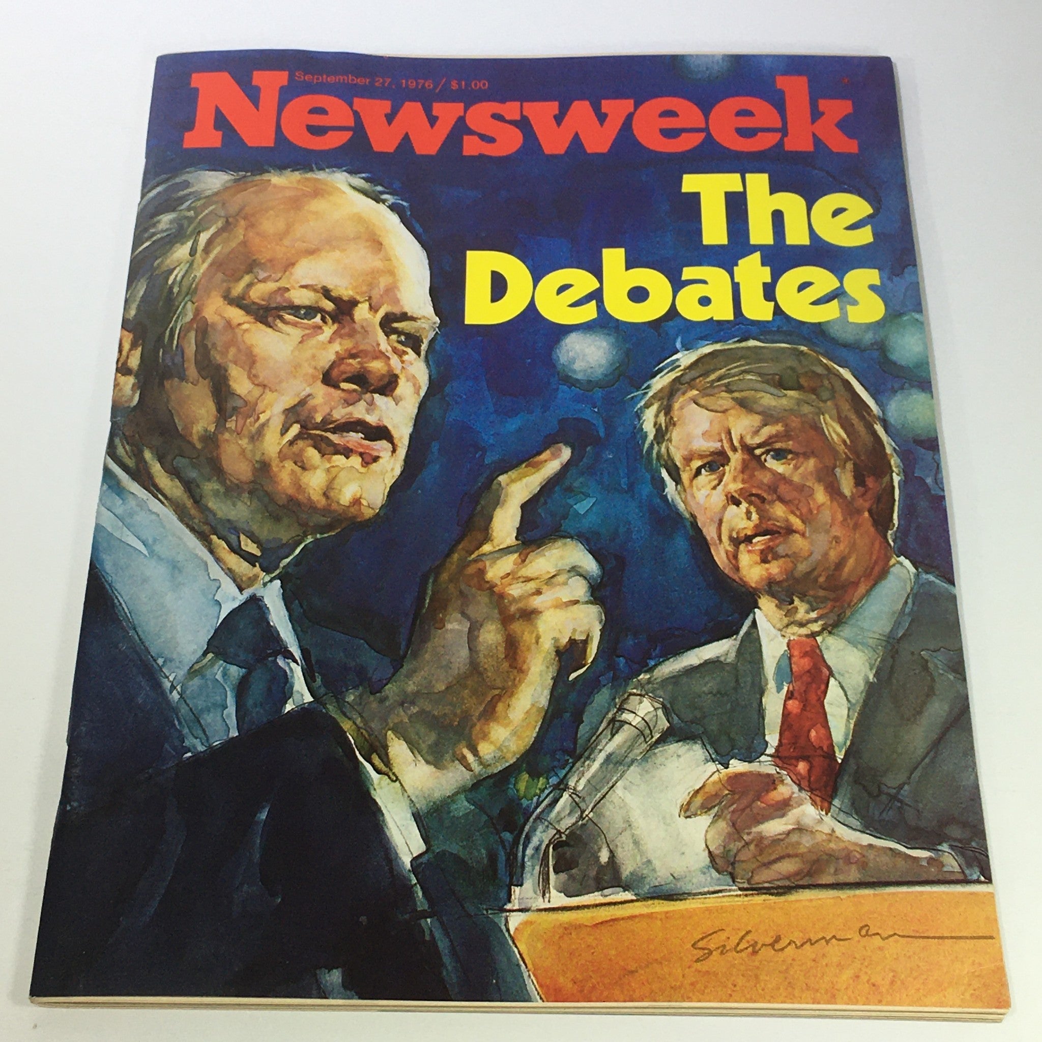 VTG Newsweek Magazine September 27 1976 featuring the presidential debates between Gerald Ford and Jimmy Carter, illustrating the political tension of the 1976 election.