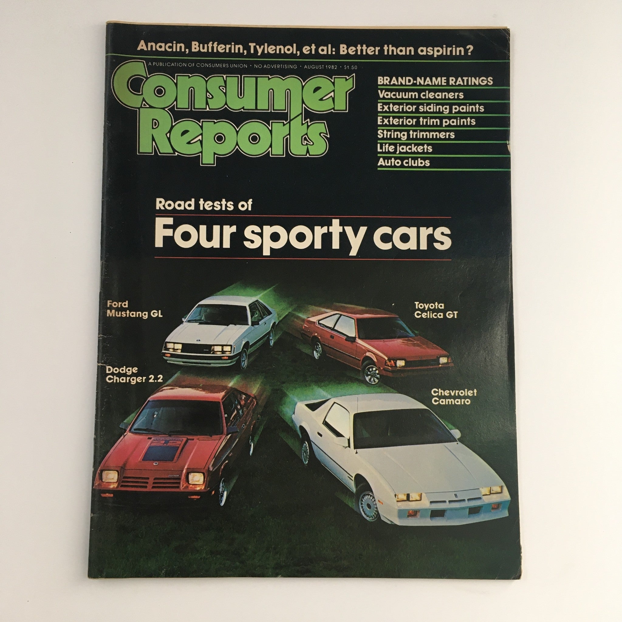 Consumer Reports Magazine August 1982 Ford Mustang GL & Toyota Celica GT Tests