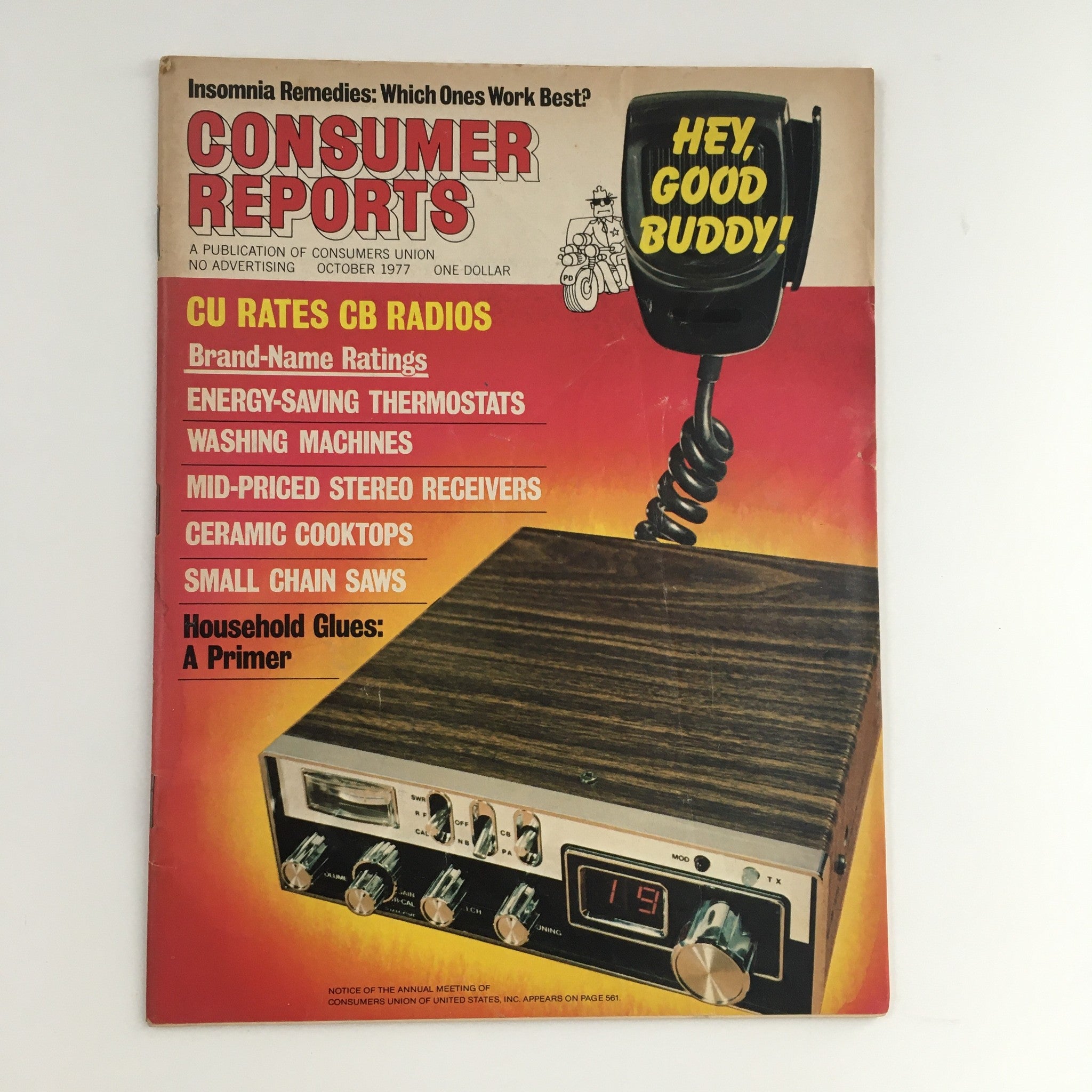 Consumer Reports Magazine October 1977 CU Rates CB Radio & Household Glue Primer