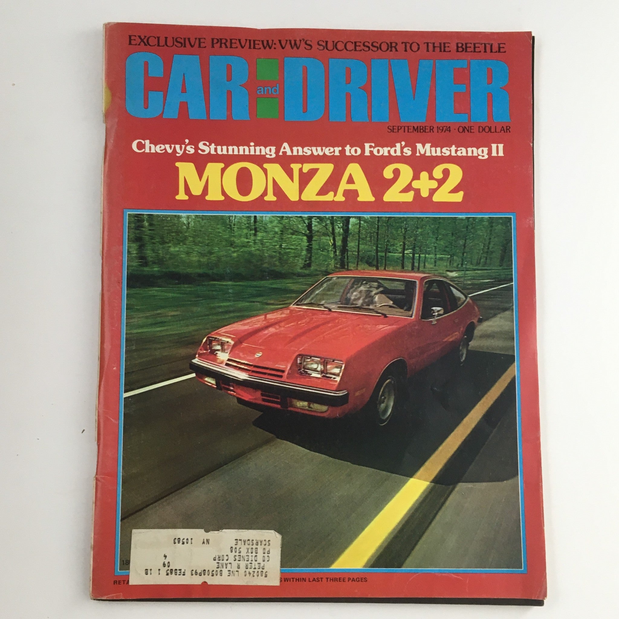 Car and Driver Magazine September 1974 Ford Mustang II Monza 2+2 & Beetle