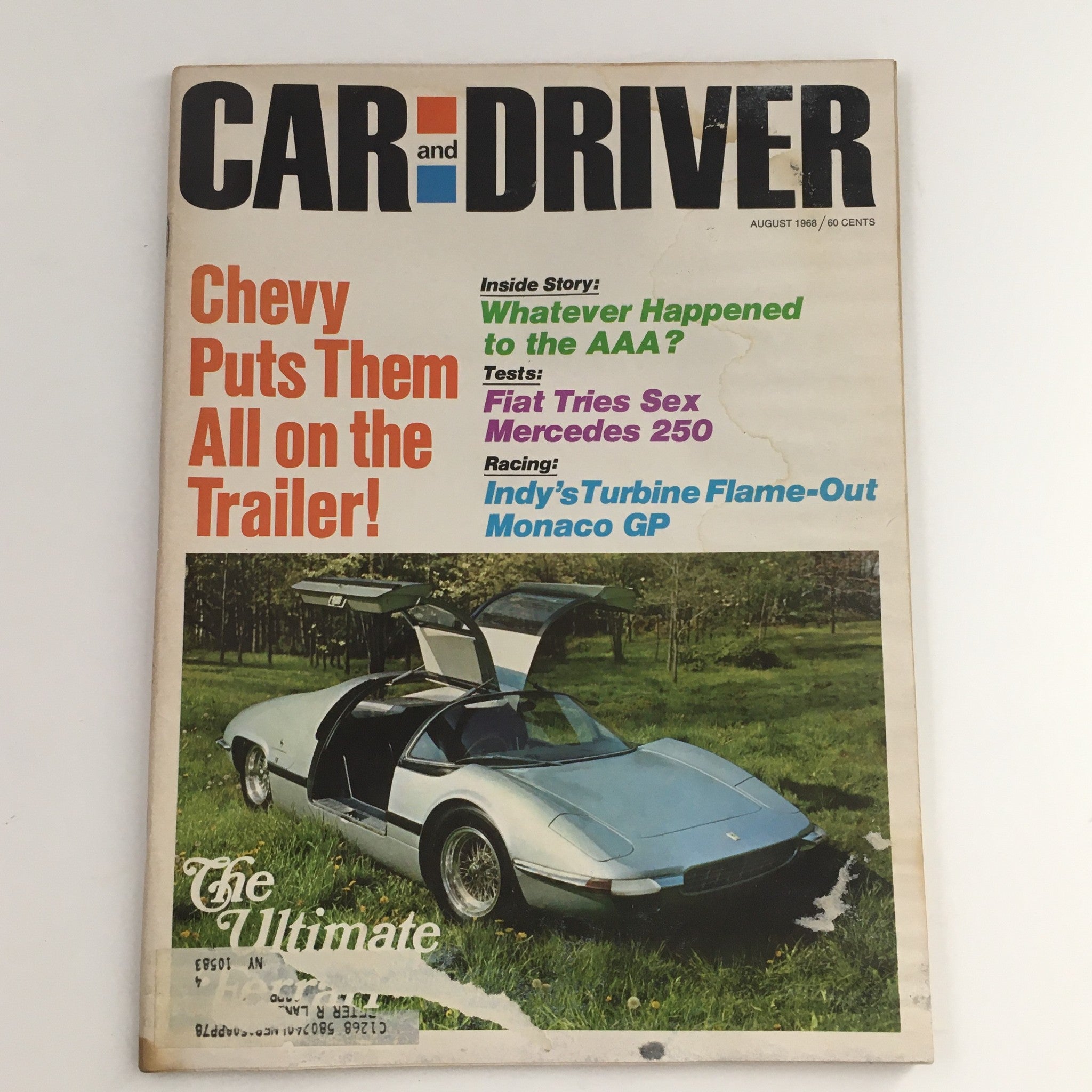 Car and Driver Magazine August 1968 Tests of Fiat Tries Sex Mercedes 250