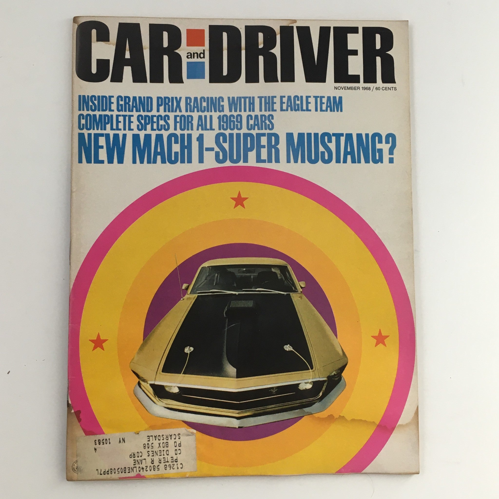 Car and Driver Magazine November 1968 Mach 1-Super Mustang & 1969 Car Specs